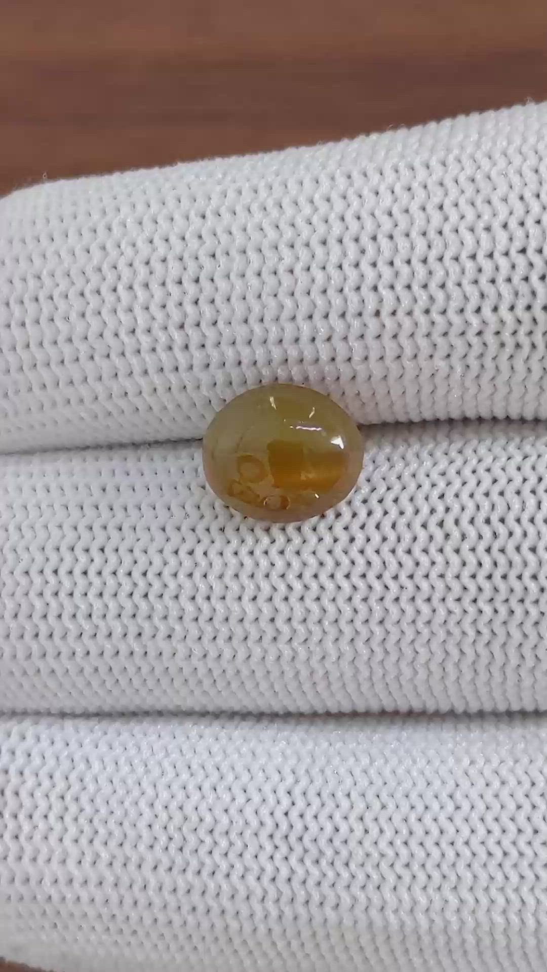 3.65 Ct. Yellowish Brown Cabochon Apatite from Ceylon (Sri Lanka) Size Video