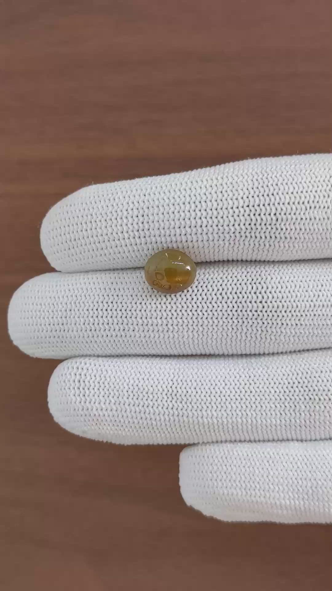 3.65 Ct. Yellowish Brown Cabochon Apatite from Ceylon (Sri Lanka) Size Video