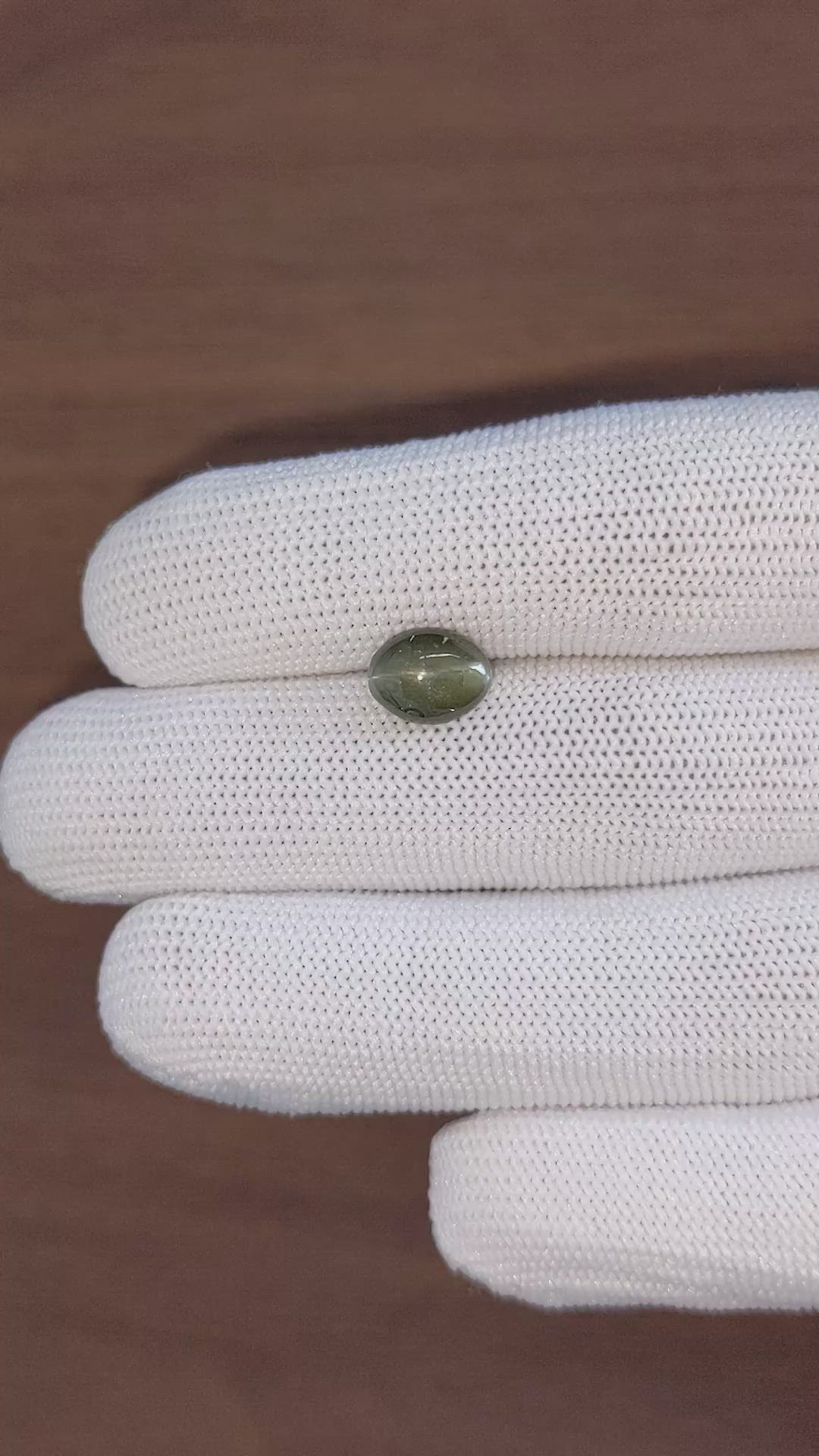3.49 Ct. Green Cabochon Chrysoberyl from Ceylon (Sri Lanka) Size Video