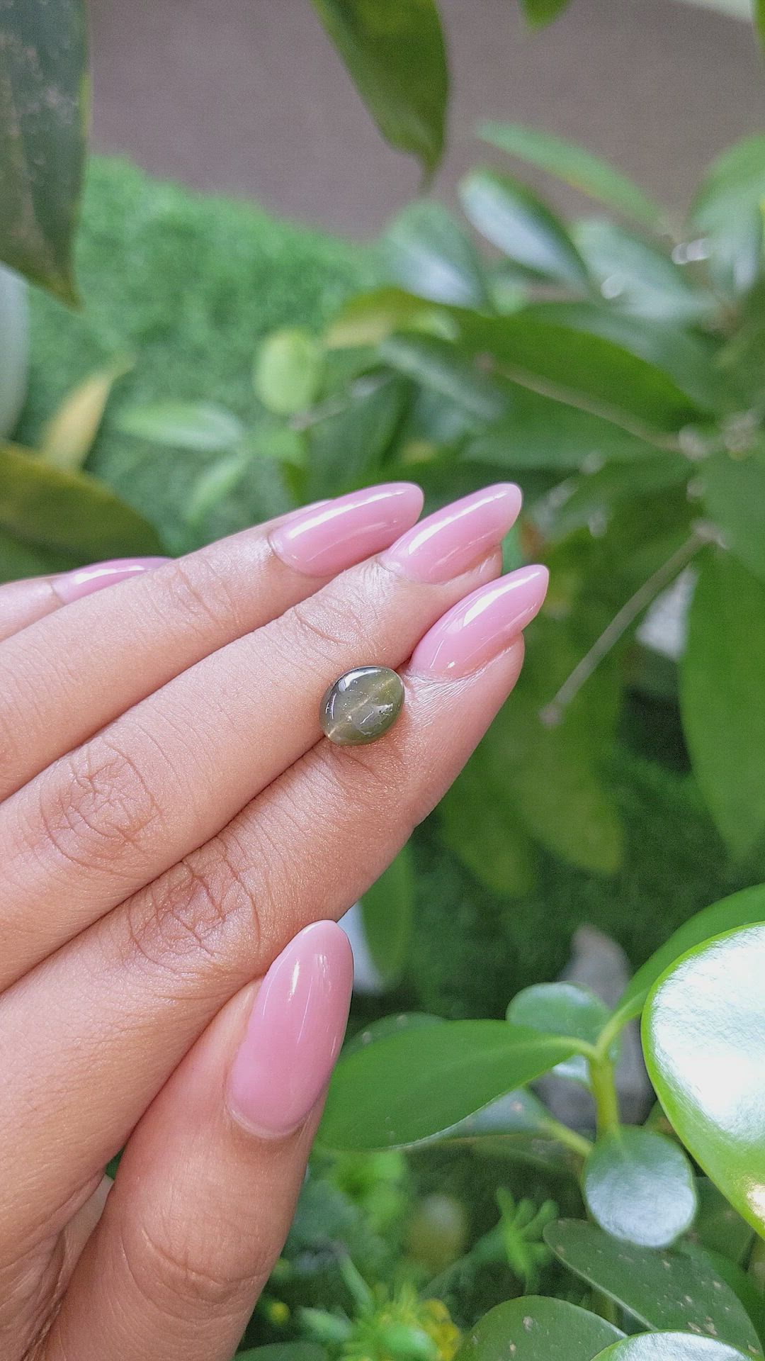 3.49 Ct. Green Cabochon Chrysoberyl from Ceylon (Sri Lanka) Size Video