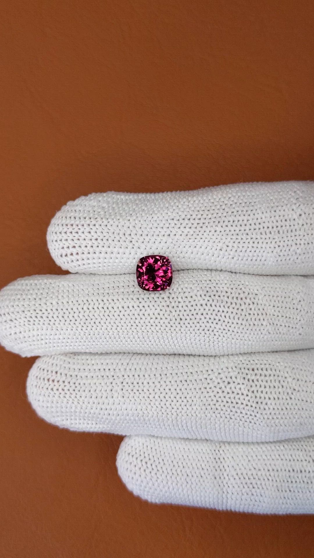 1.71 Ct. Purplish Pink Garnet from Ceylon (Sri Lanka) Size Video