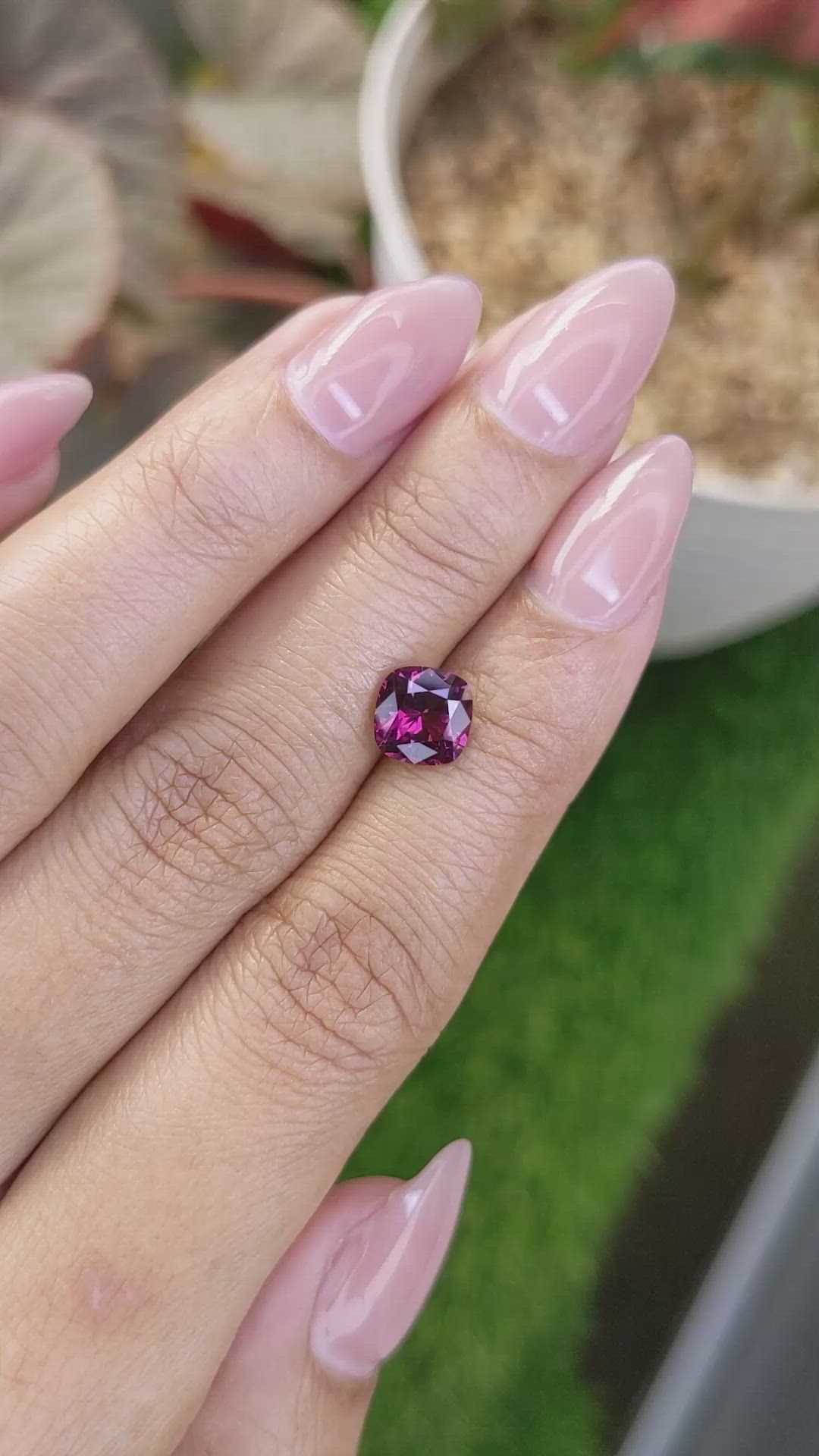 1.71 Ct. Purplish Pink Garnet from Ceylon (Sri Lanka) Size Video