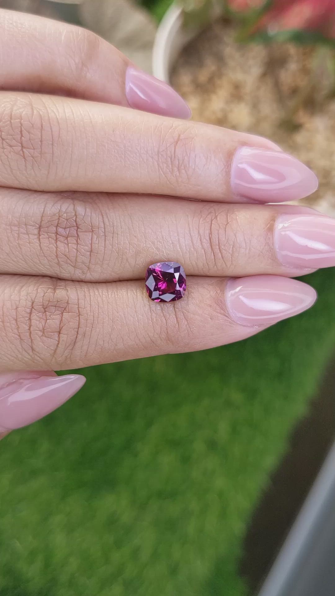 1.71 Ct. Purplish Pink Garnet from Ceylon (Sri Lanka) Size Video