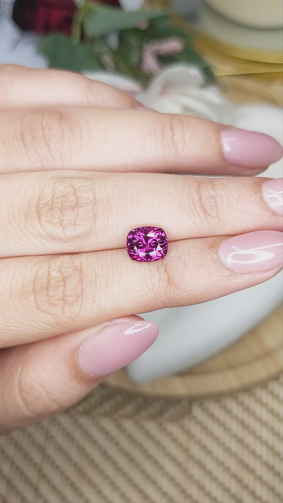 2.16 Ct. Purplish Pink Garnet from Ceylon (Sri Lanka) Size Video