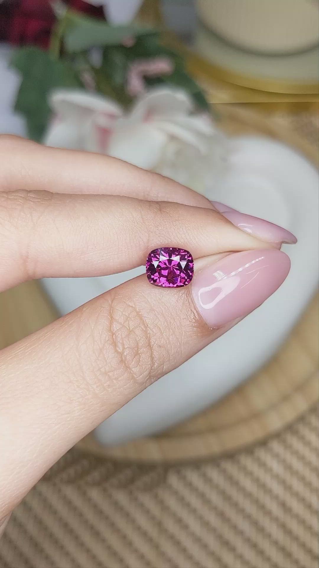 2.16 Ct. Purplish Pink Garnet from Ceylon (Sri Lanka) Size Video