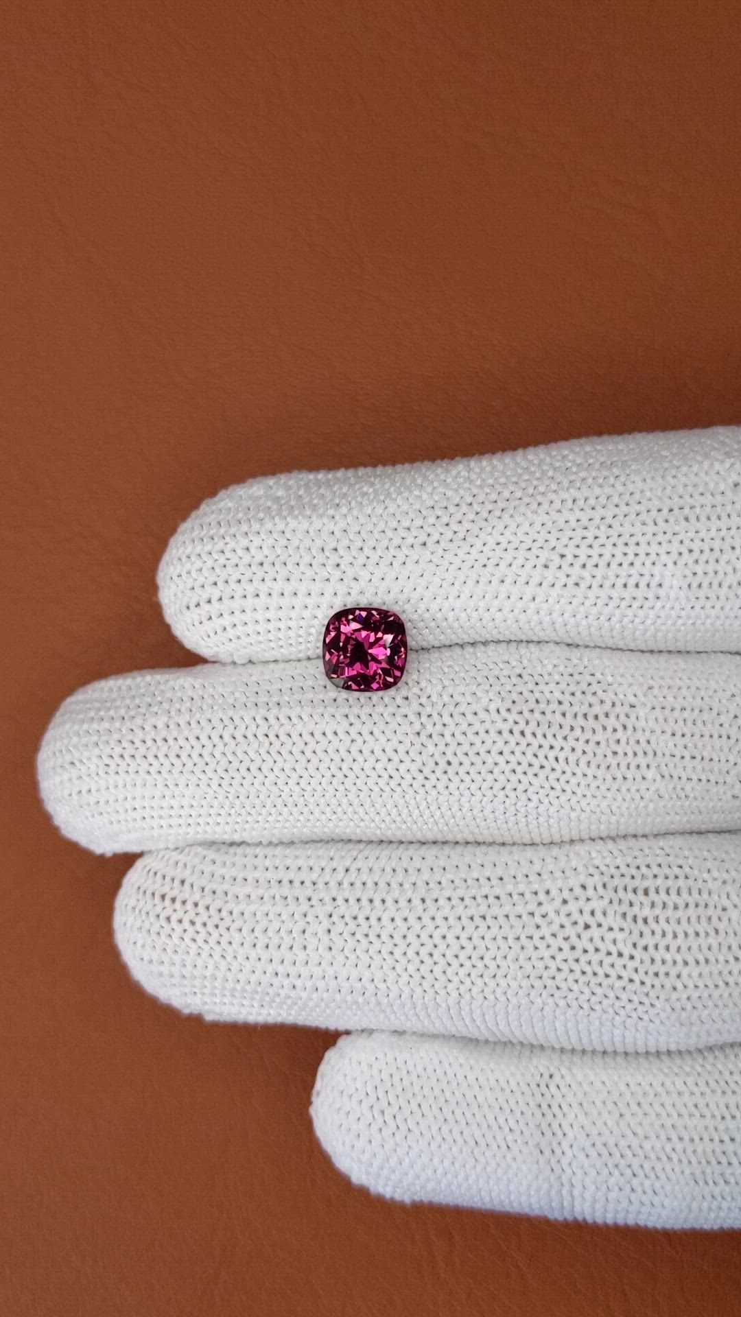 1.88 Ct. Pinkish Purple Garnet from Ceylon (Sri Lanka) Size Video