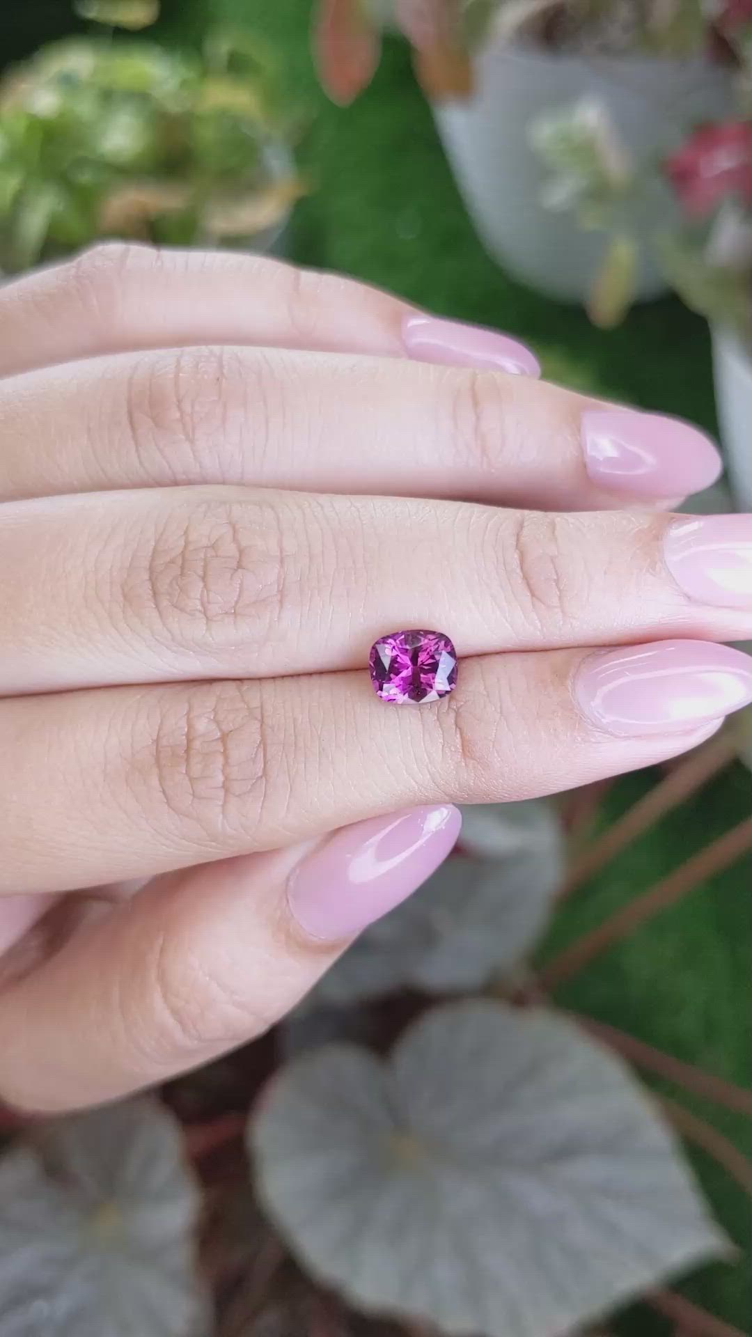 1.72 Ct. Pinkish Purple Garnet from Ceylon (Sri Lanka) Size Video