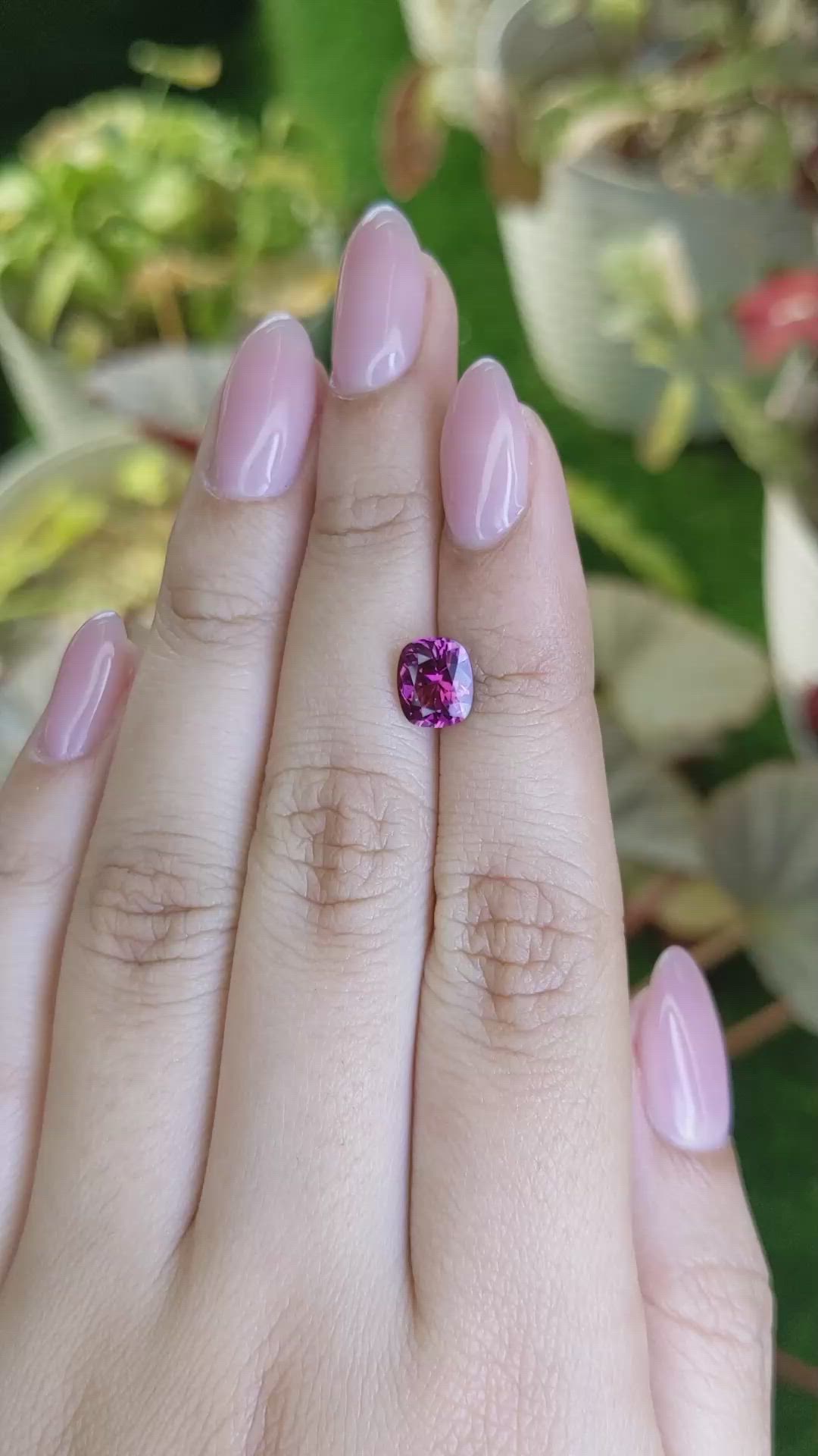 1.72 Ct. Pinkish Purple Garnet from Ceylon (Sri Lanka) Size Video