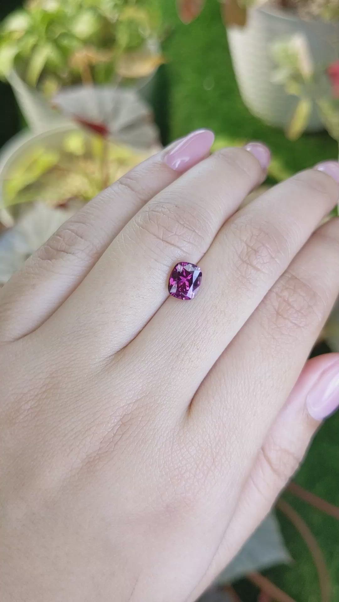 1.72 Ct. Pinkish Purple Garnet from Ceylon (Sri Lanka) Size Video
