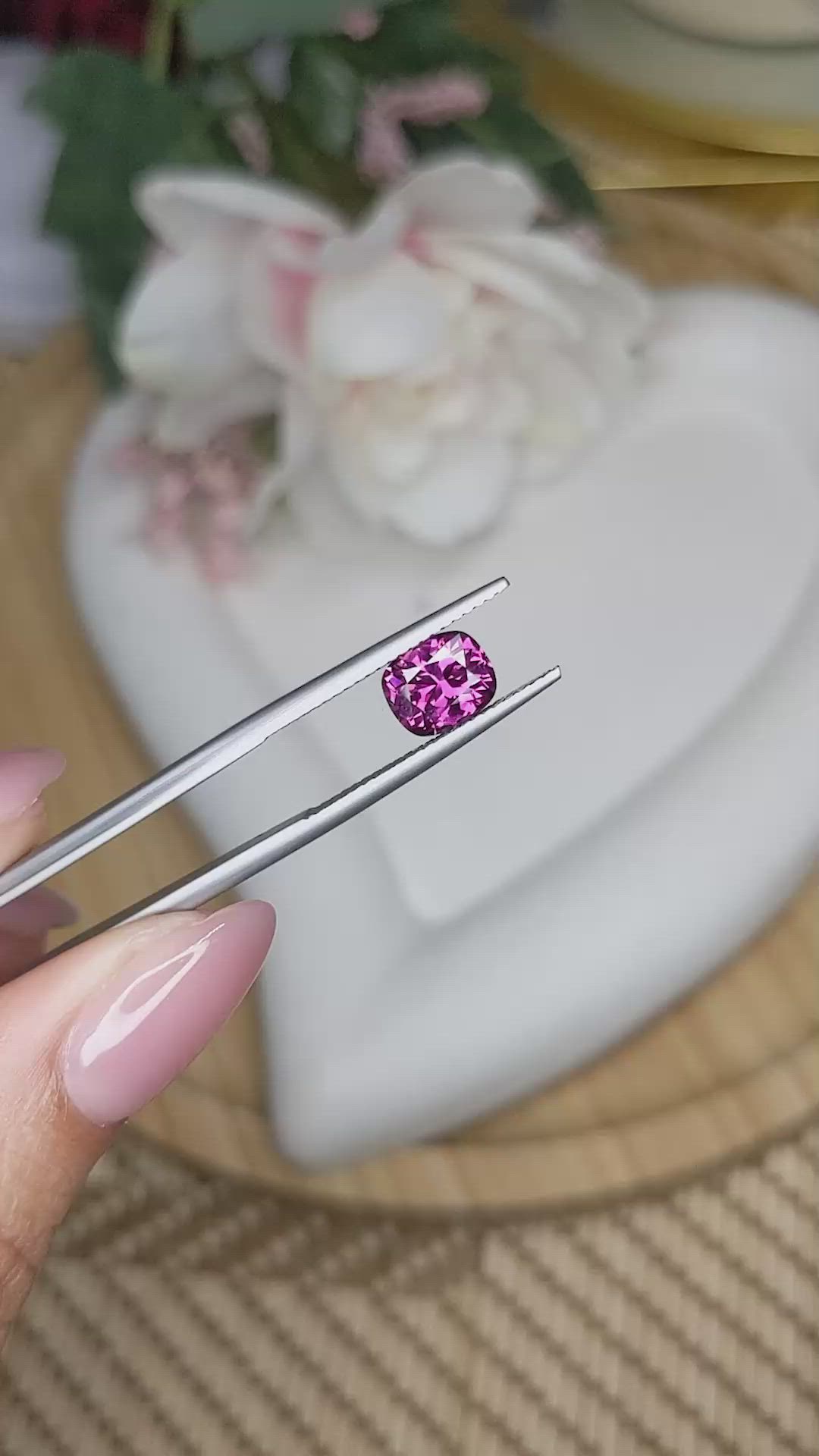 1.72 Ct. Pinkish Purple Garnet from Ceylon (Sri Lanka) Size Video