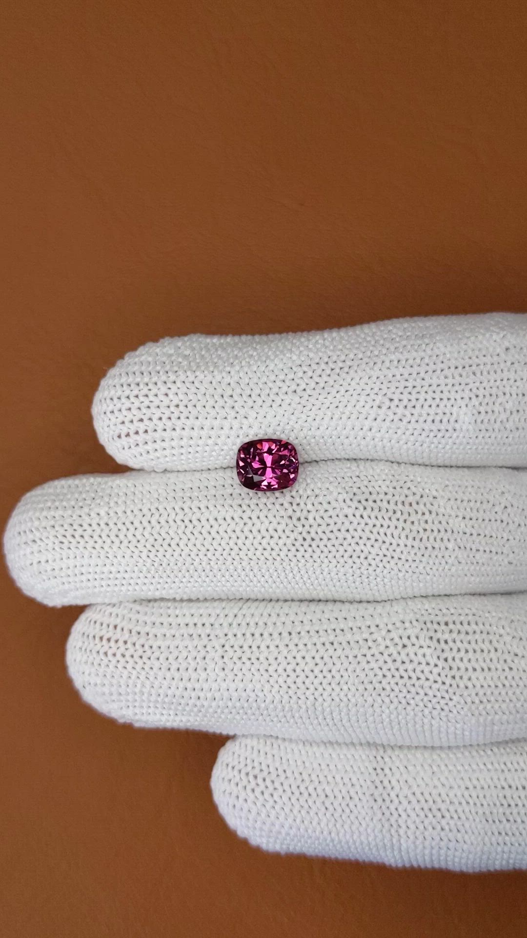 1.72 Ct. Pinkish Purple Garnet from Ceylon (Sri Lanka) Size Video