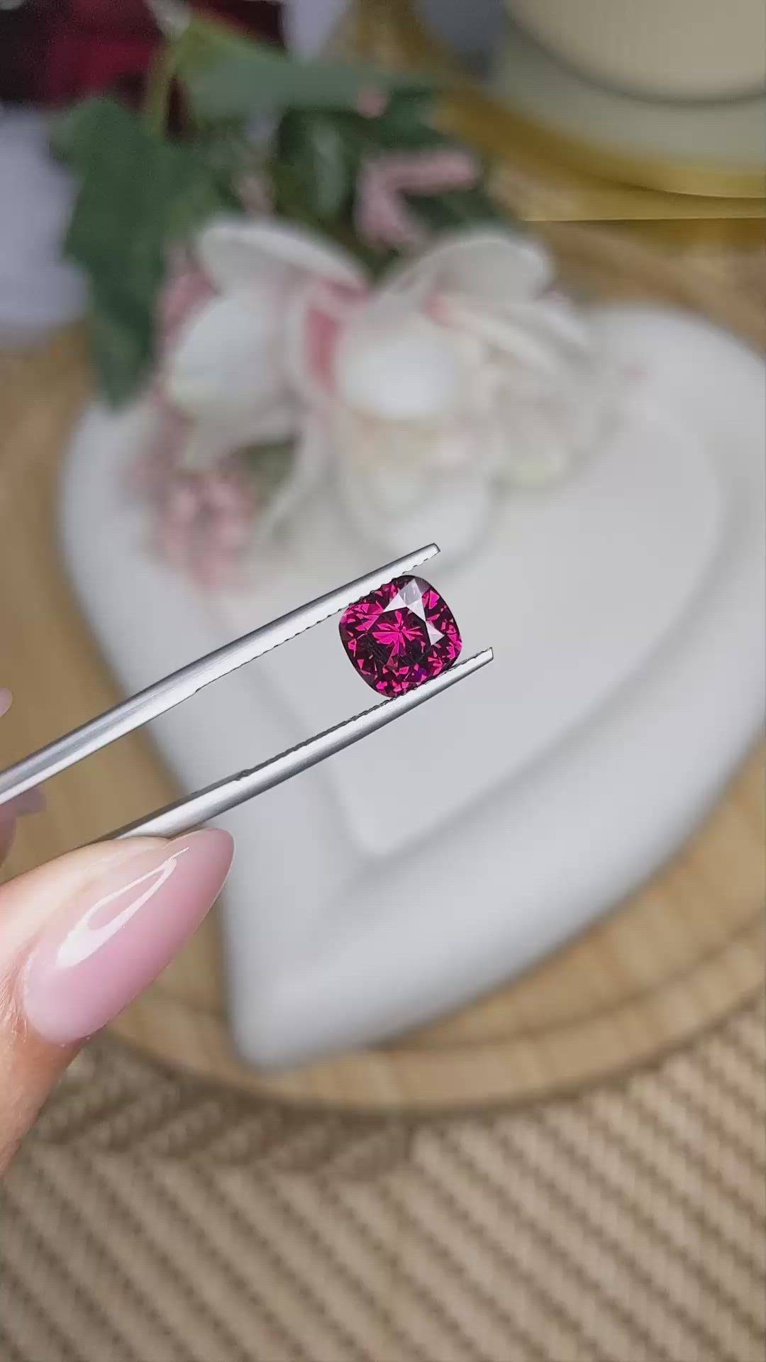 2.49 Ct. Purplish Red Garnet from Ceylon (Sri Lanka) Size Video