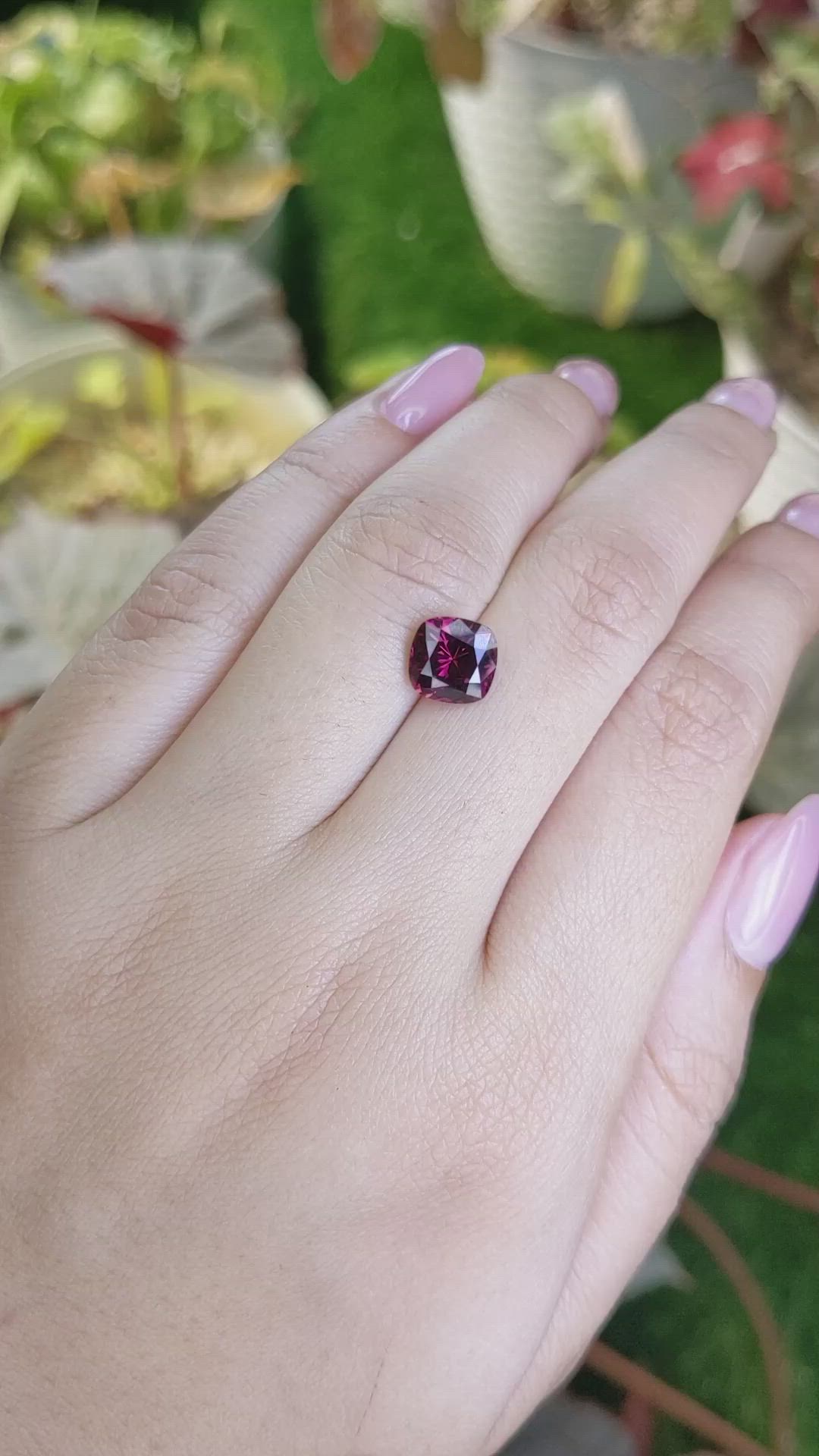 2.49 Ct. Purplish Red Garnet from Ceylon (Sri Lanka) Size Video