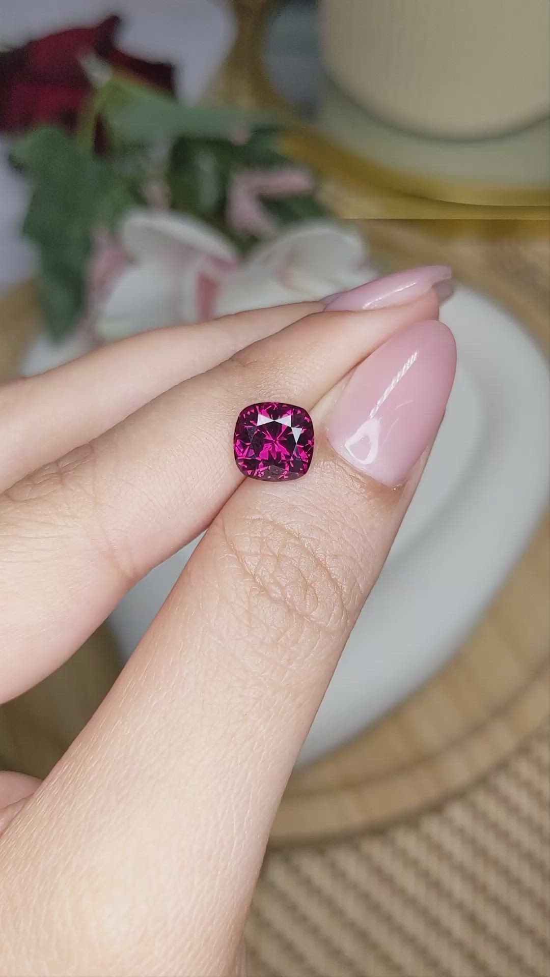 2.49 Ct. Purplish Red Garnet from Ceylon (Sri Lanka) Size Video