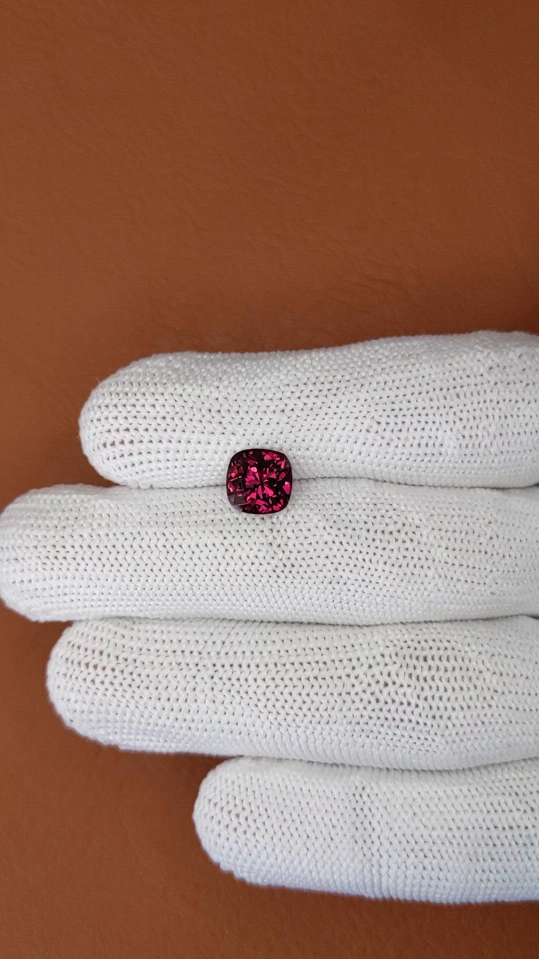 2.49 Ct. Purplish Red Garnet from Ceylon (Sri Lanka) Size Video