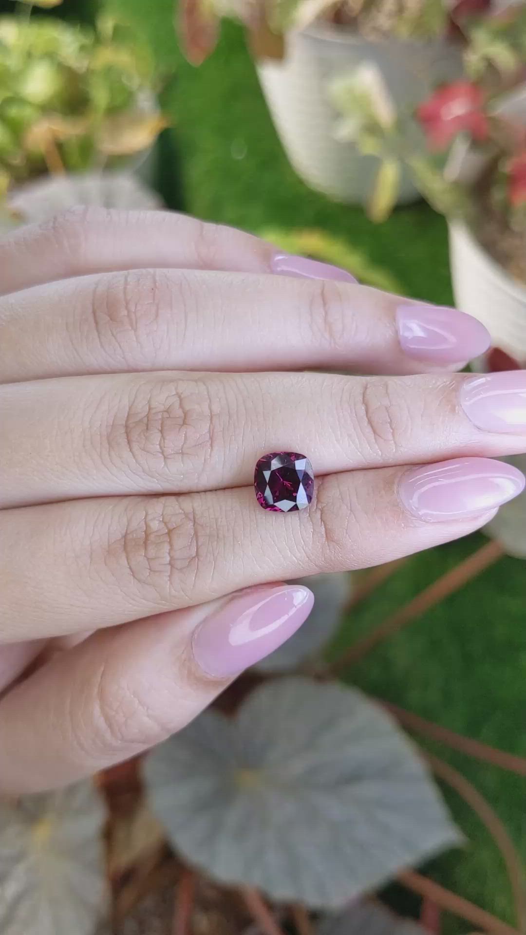 2.49 Ct. Purplish Red Garnet from Ceylon (Sri Lanka) Size Video