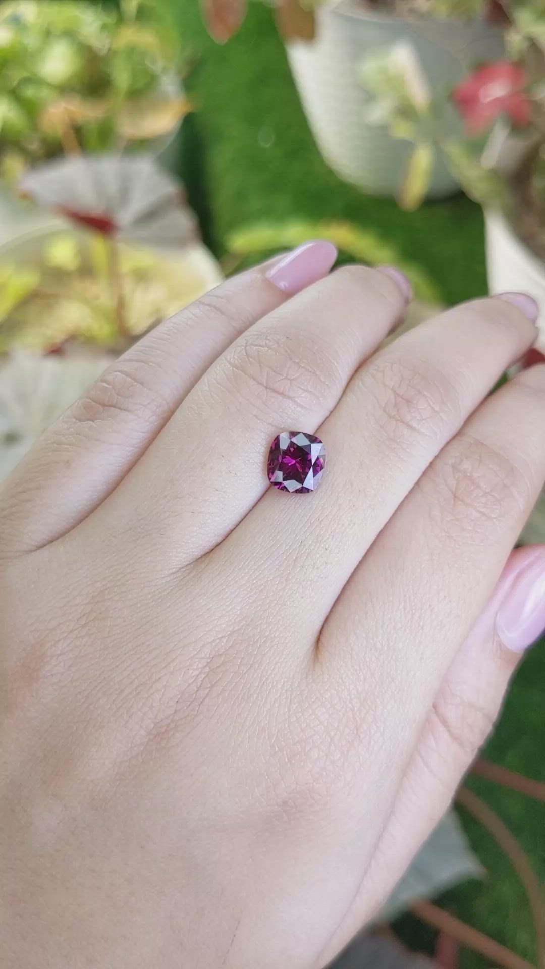 2.17 Ct. Purplish Pink Garnet from Ceylon (Sri Lanka) Size Video