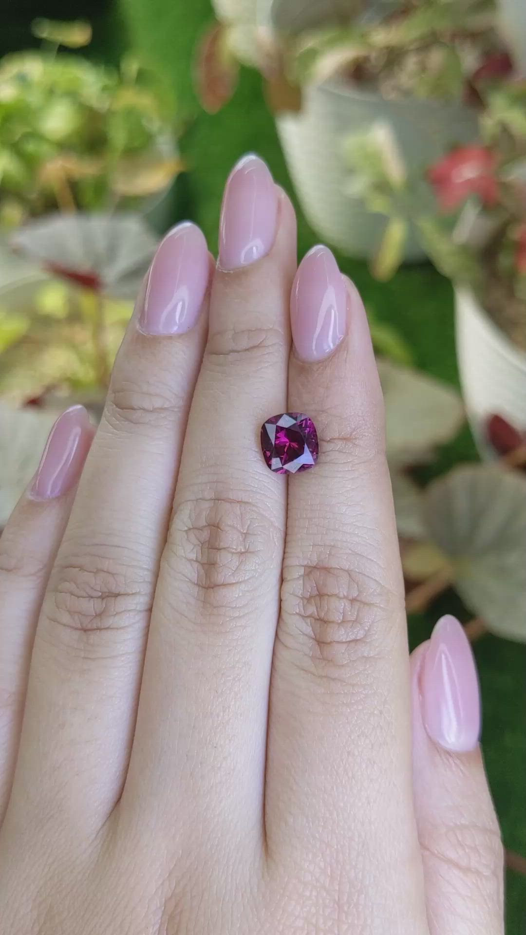 2.17 Ct. Purplish Pink Garnet from Ceylon (Sri Lanka) Size Video