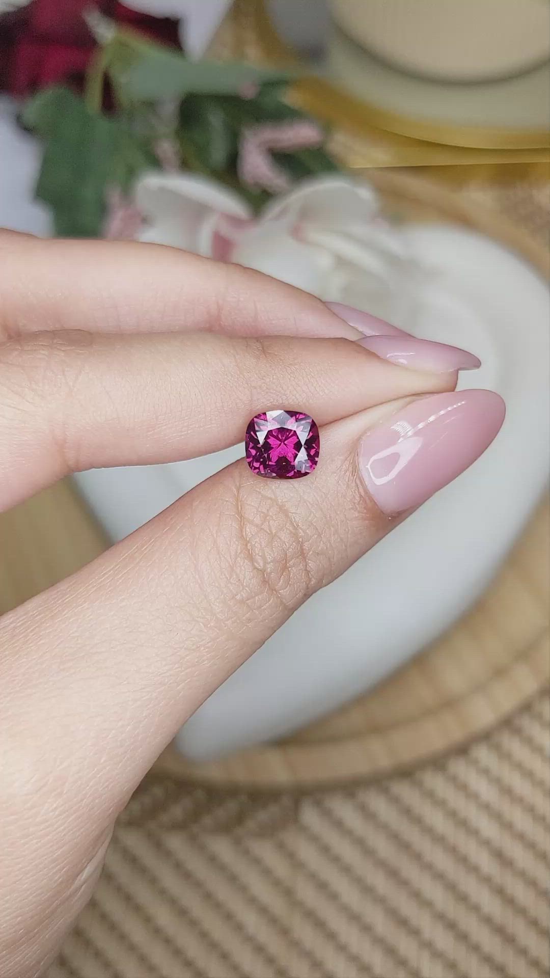 2.17 Ct. Purplish Pink Garnet from Ceylon (Sri Lanka) Size Video