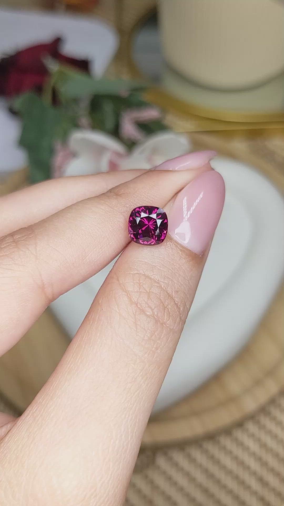 2.39 Ct. Purplish Red Garnet from Ceylon (Sri Lanka) Size Video