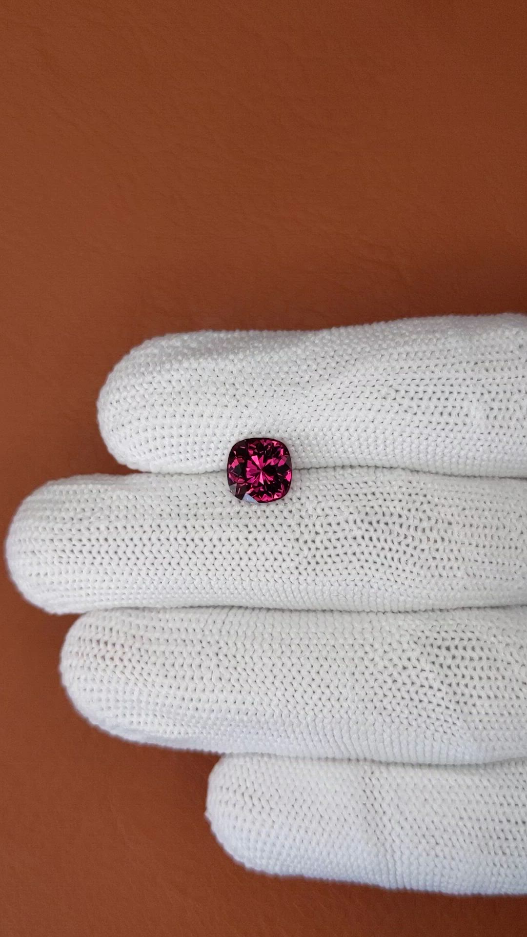 2.39 Ct. Purplish Red Garnet from Ceylon (Sri Lanka) Size Video