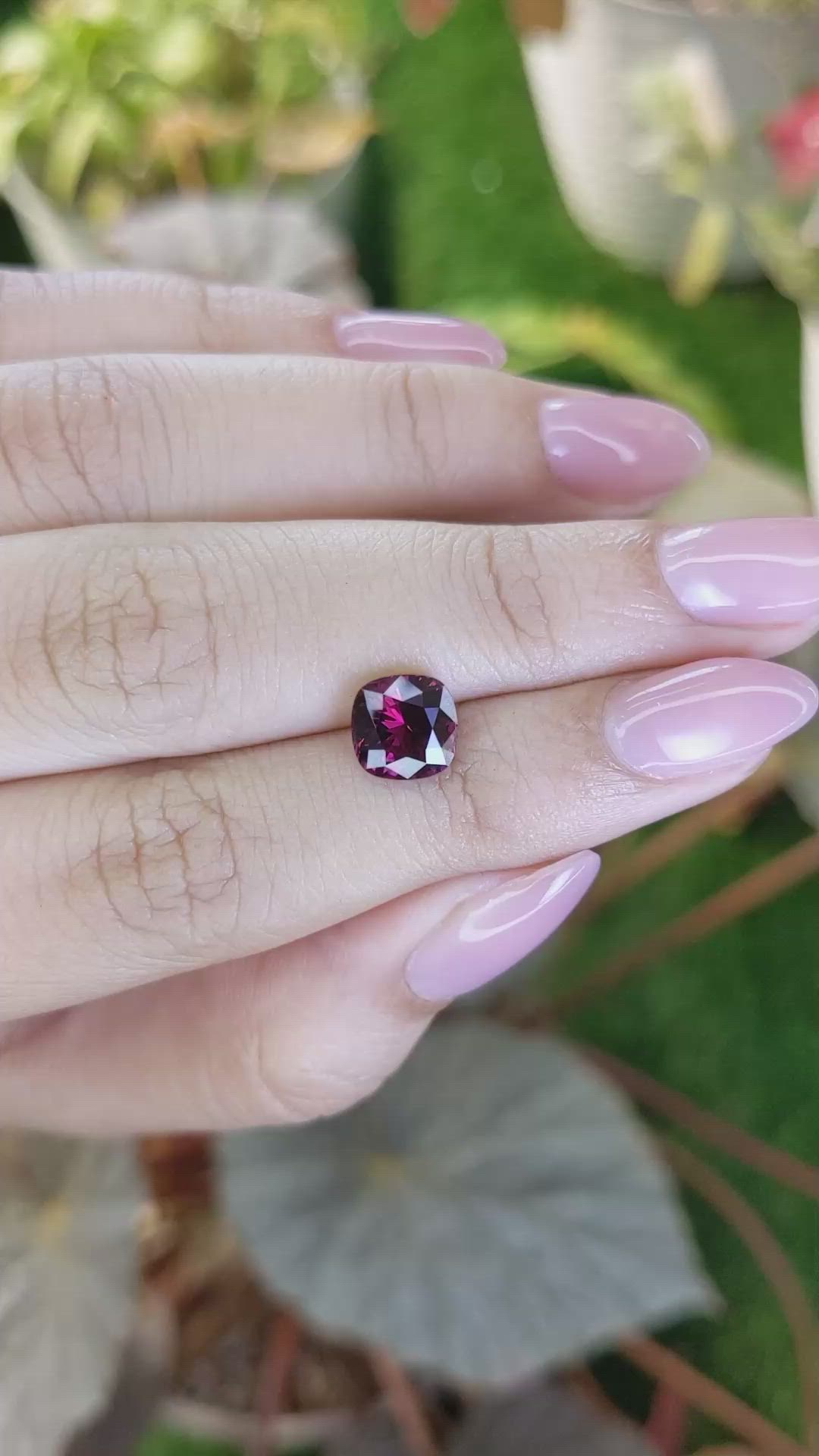2.39 Ct. Purplish Red Garnet from Ceylon (Sri Lanka) Size Video