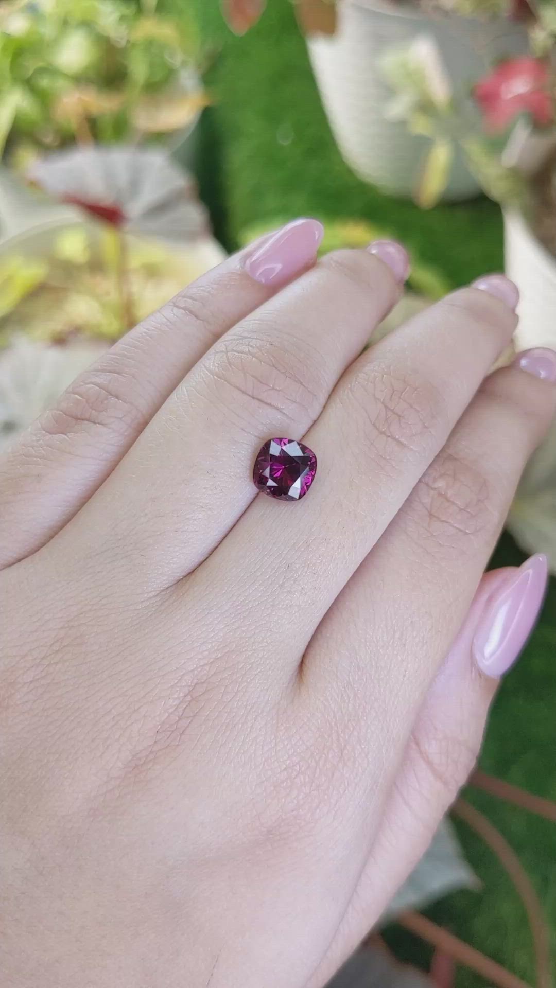 2.39 Ct. Purplish Red Garnet from Ceylon (Sri Lanka) Size Video