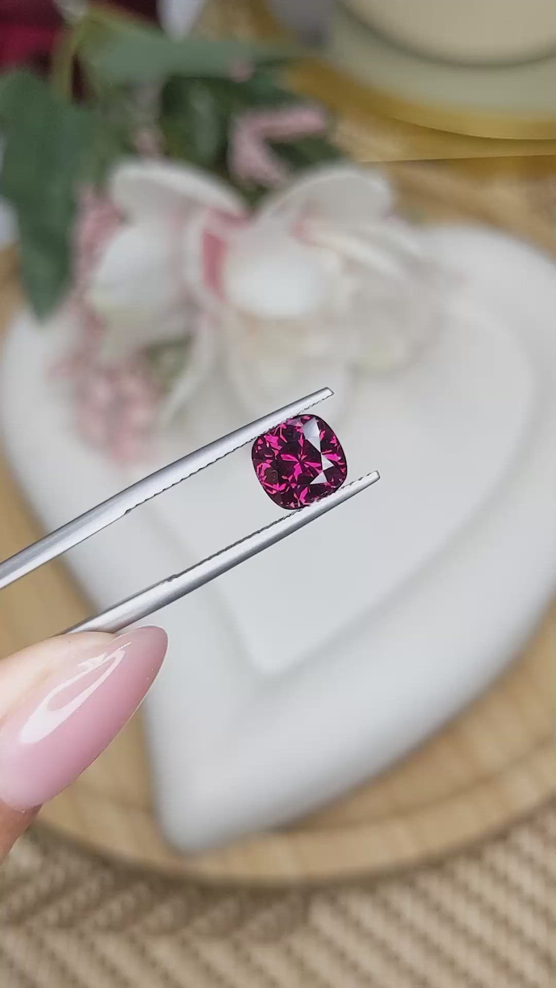 2.39 Ct. Purplish Red Garnet from Ceylon (Sri Lanka) Size Video