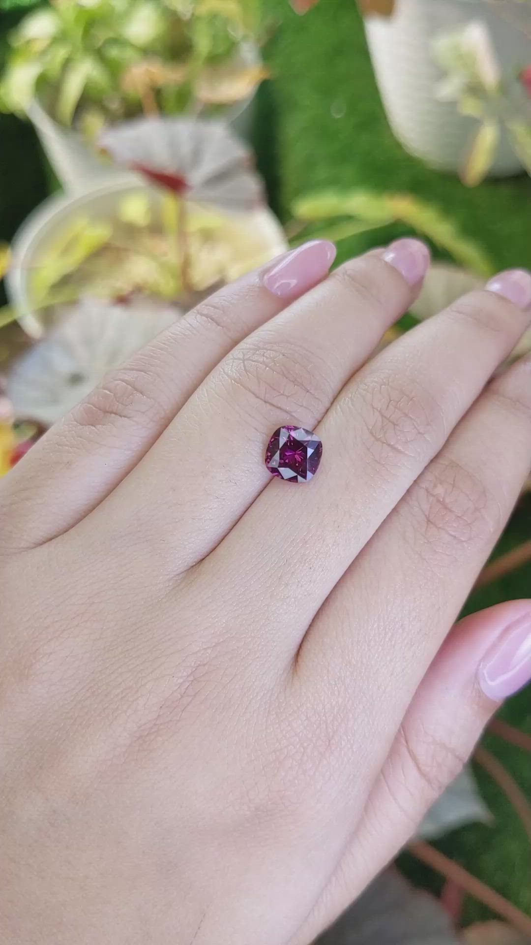 2.09 Ct. Purplish Pink Garnet from Ceylon (Sri Lanka) Size Video