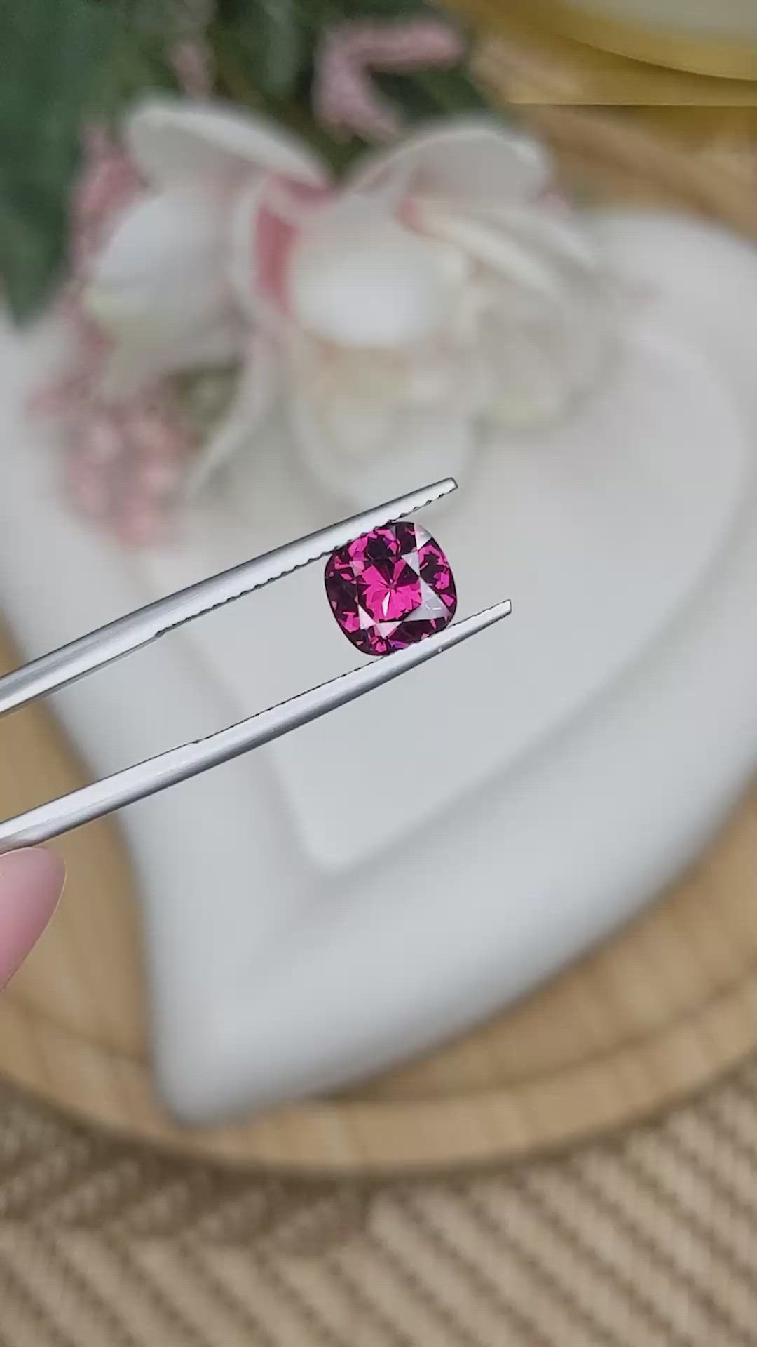 2.09 Ct. Purplish Pink Garnet from Ceylon (Sri Lanka) Size Video