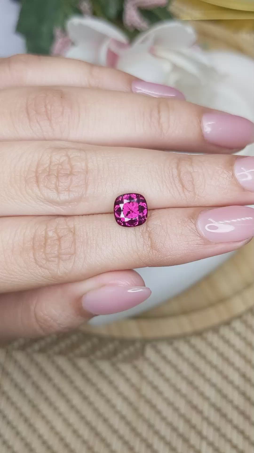 2.09 Ct. Purplish Pink Garnet from Ceylon (Sri Lanka) Size Video