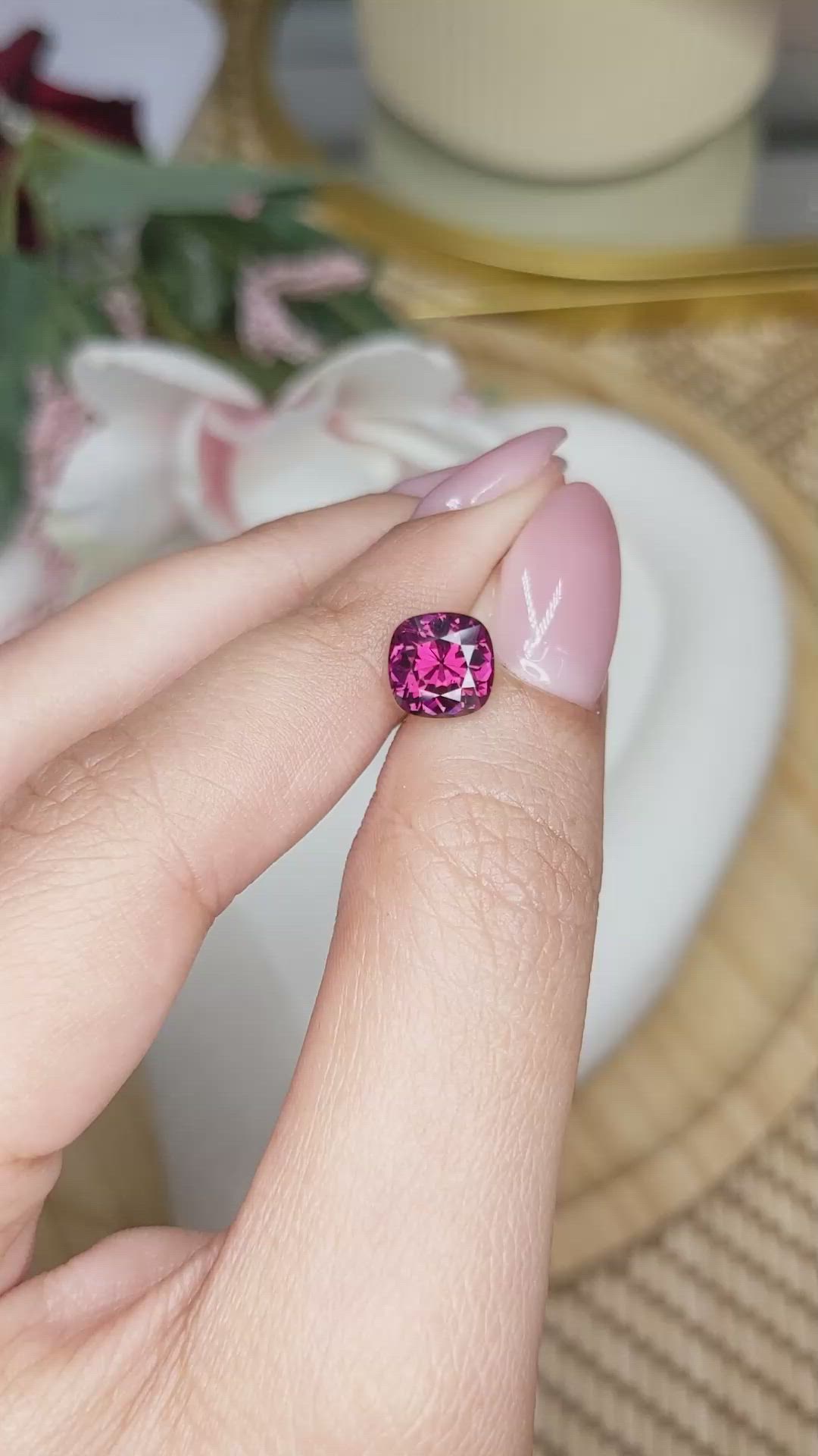 2.09 Ct. Purplish Pink Garnet from Ceylon (Sri Lanka) Size Video