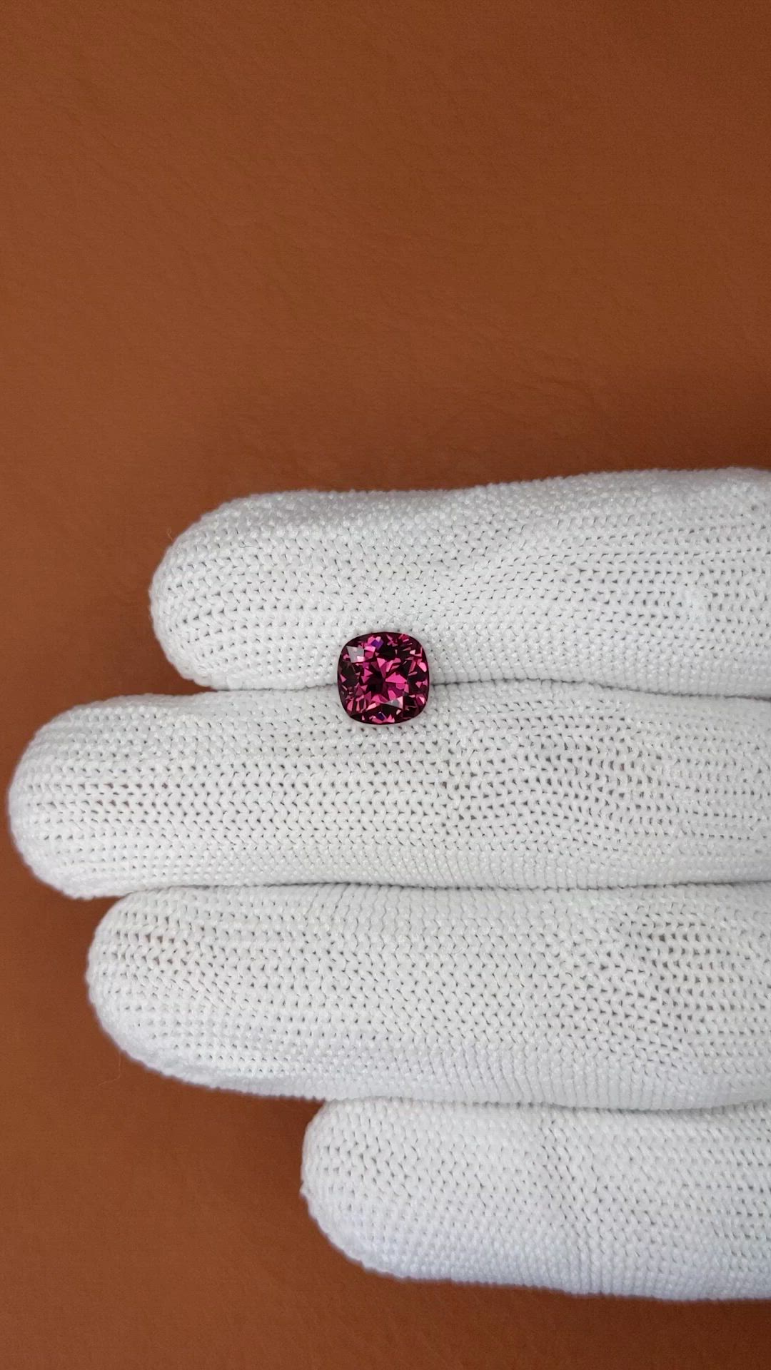 2.09 Ct. Purplish Pink Garnet from Ceylon (Sri Lanka) Size Video