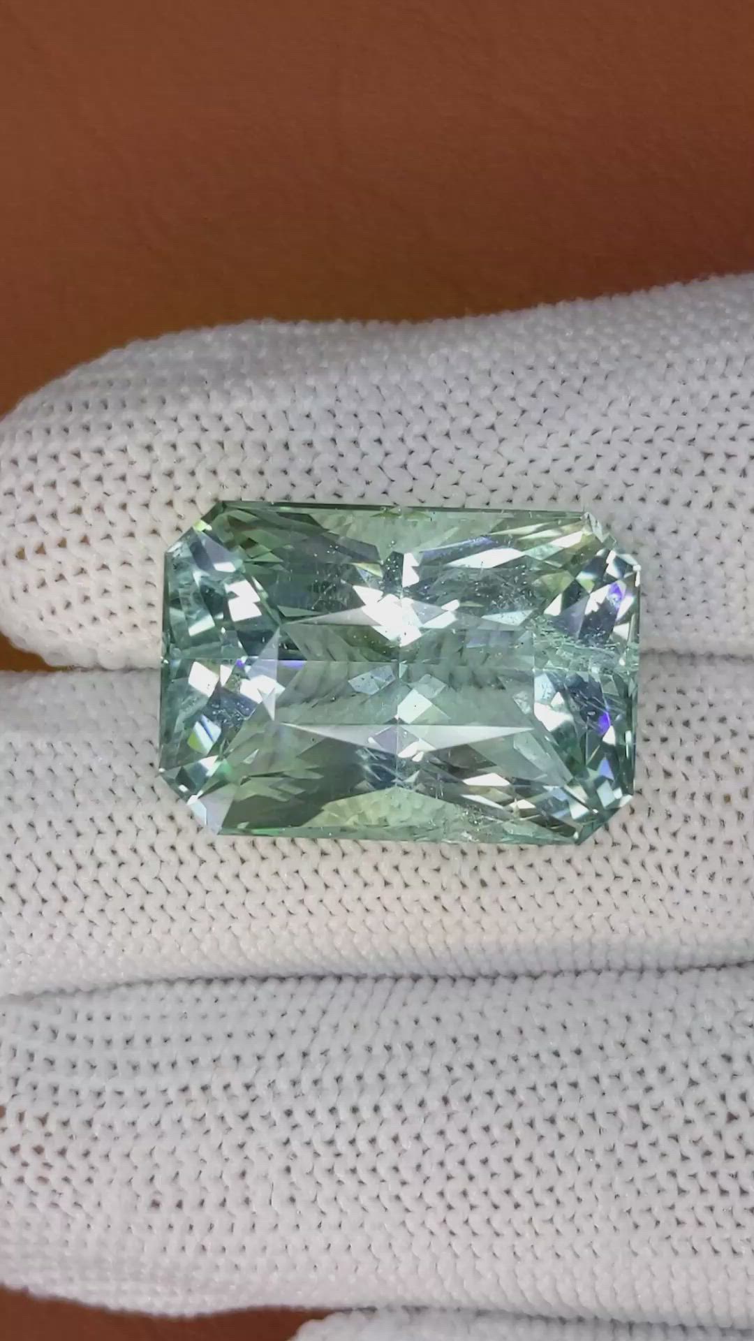 25.43 Ct. Bluish Green Aquamarine from Tanzania Size Video