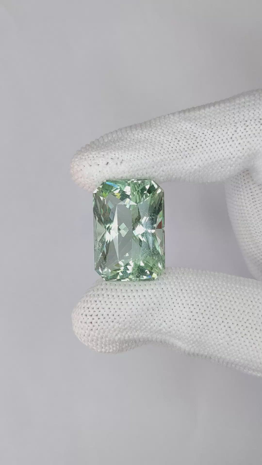 25.43 Ct. Bluish Green Aquamarine from Tanzania Size Video