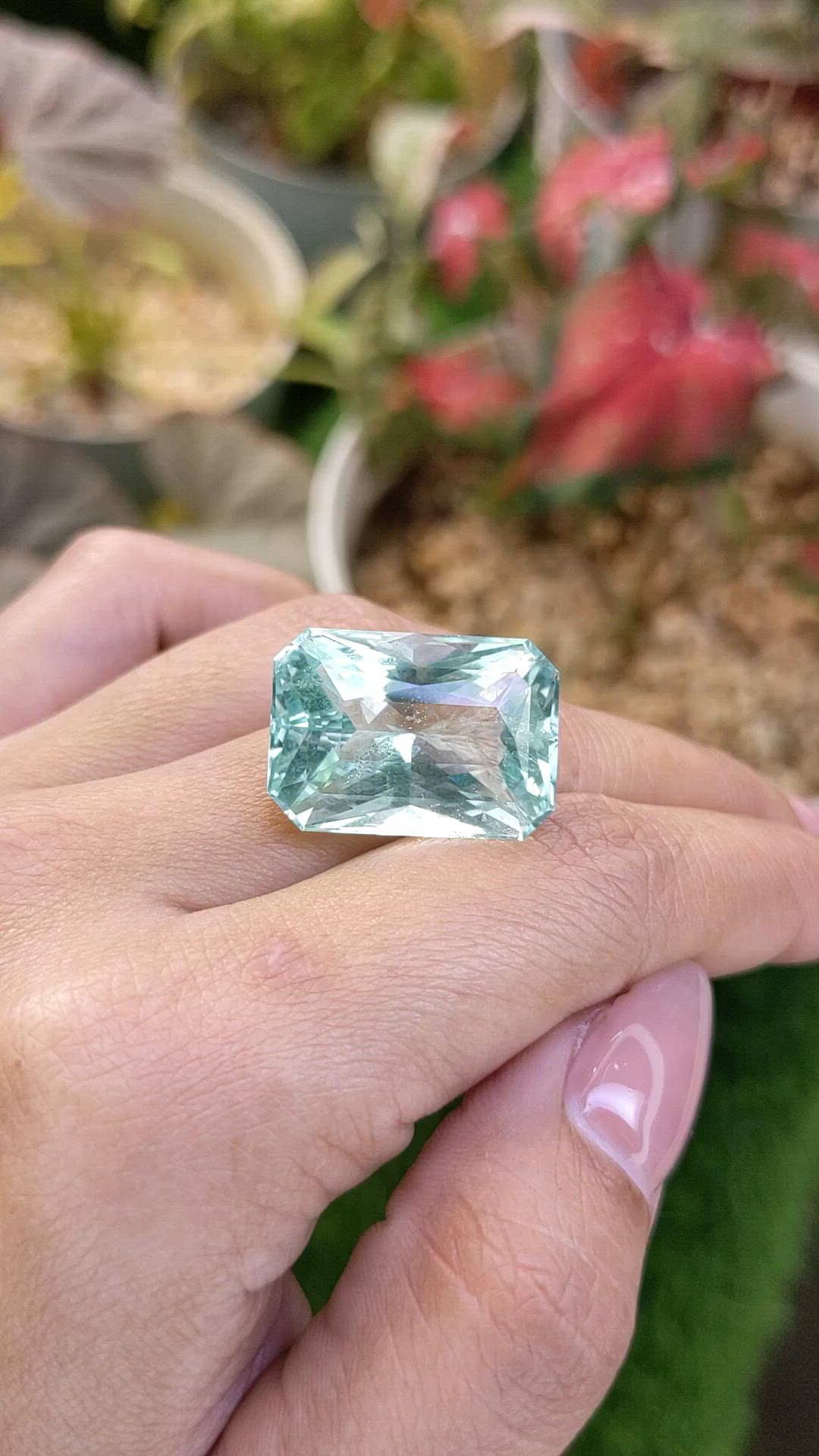 25.43 Ct. Bluish Green Aquamarine from Tanzania Size Video