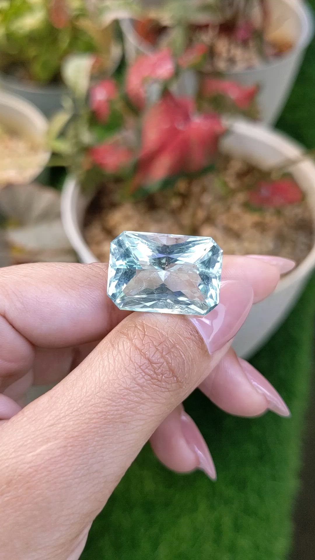 25.43 Ct. Bluish Green Aquamarine from Tanzania Size Video