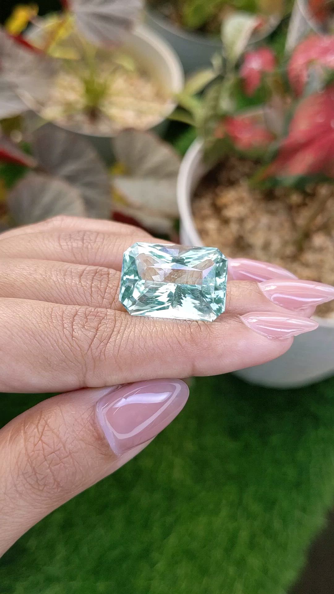 25.43 Ct. Bluish Green Aquamarine from Tanzania Size Video