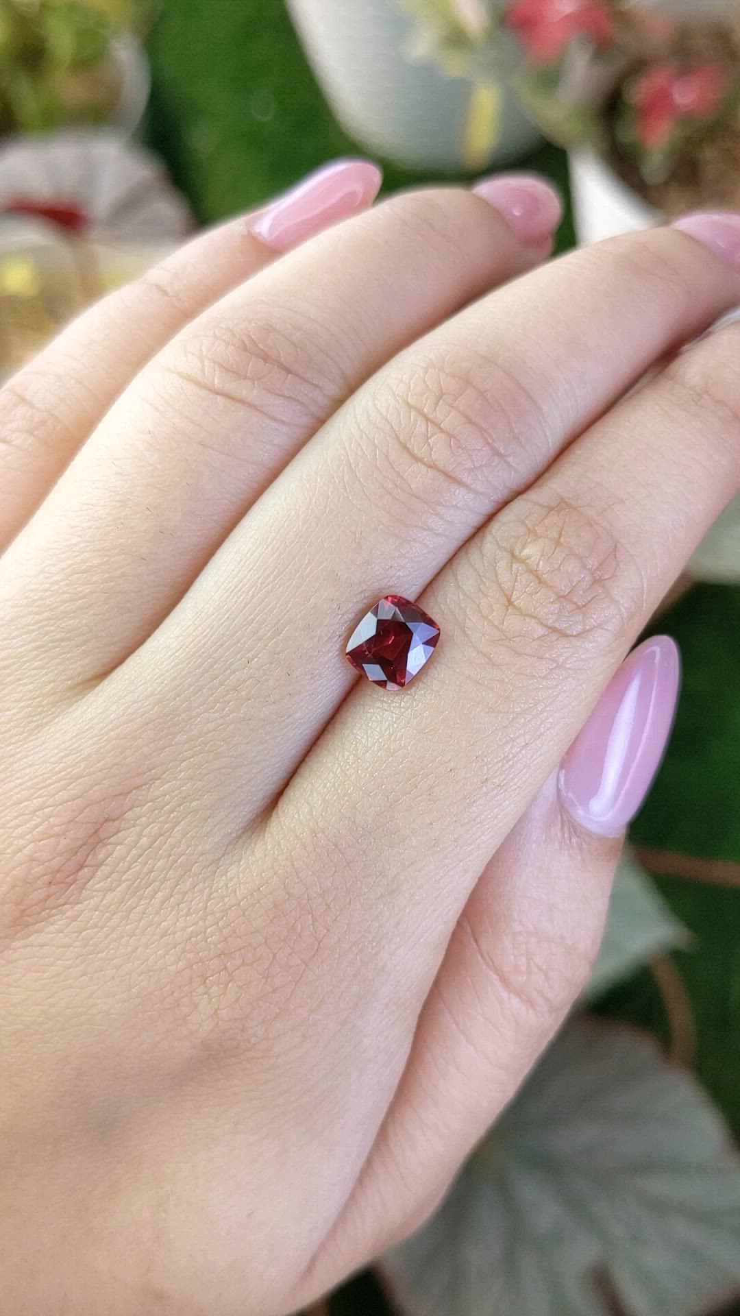 1.72 Ct. Orangish Red Almandine Garnet from Ceylon (Sri Lanka) Size Video