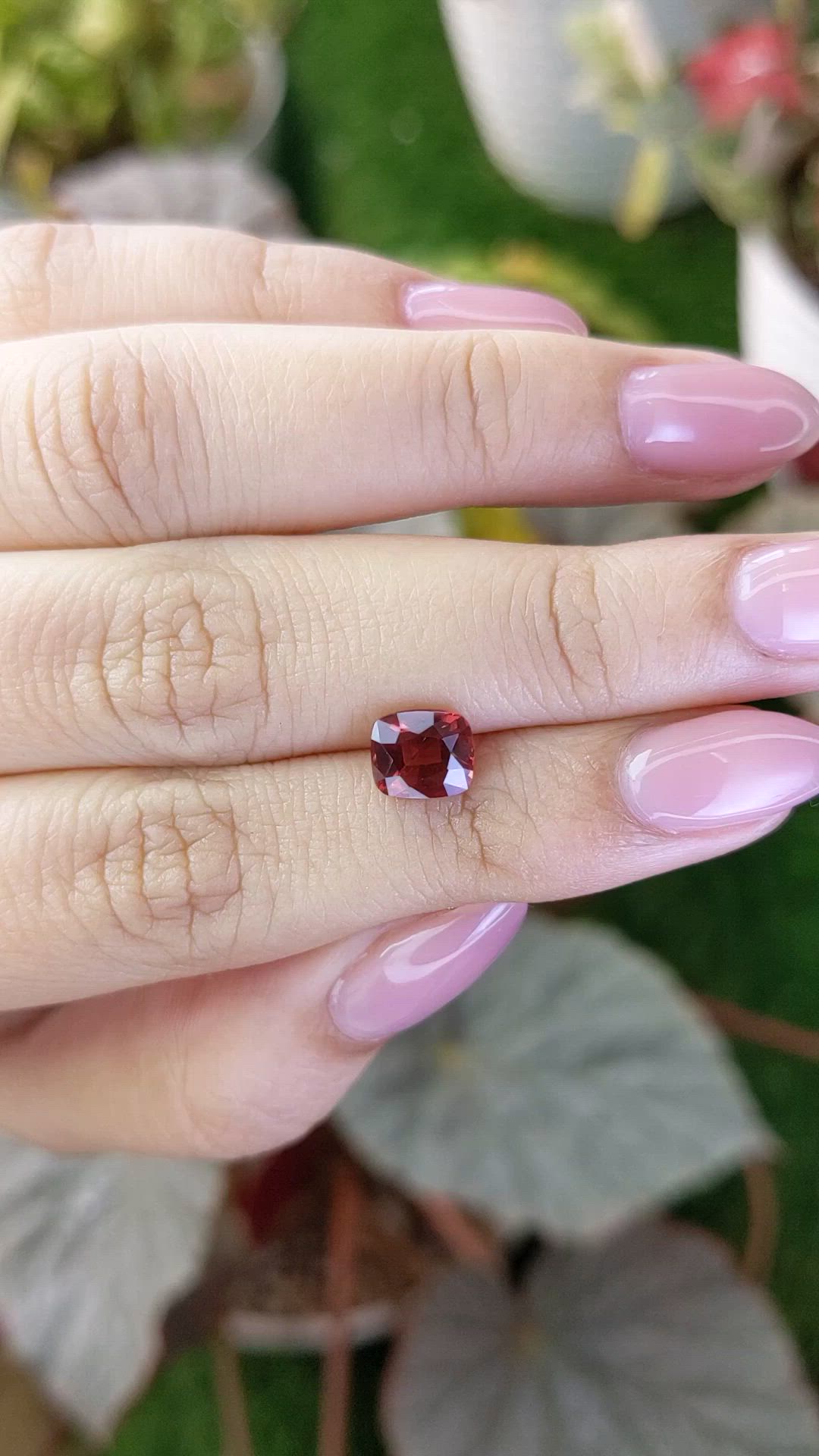 1.72 Ct. Orangish Red Almandine Garnet from Ceylon (Sri Lanka) Size Video