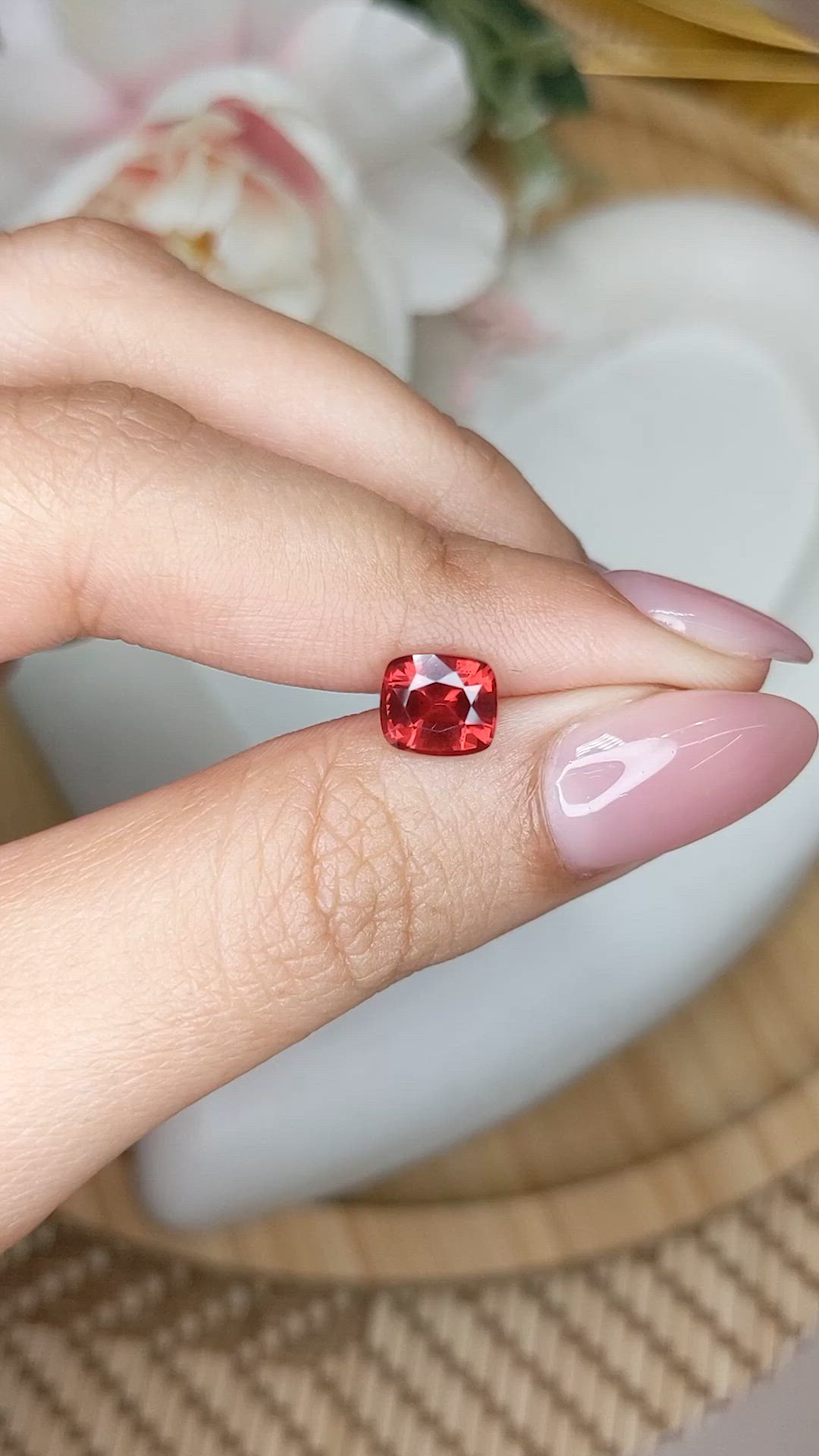 1.72 Ct. Orangish Red Almandine Garnet from Ceylon (Sri Lanka) Size Video