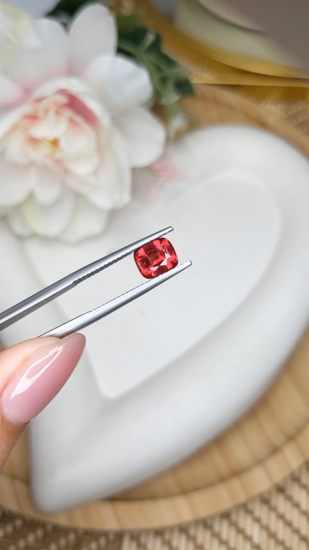 1.72 Ct. Orangish Red Almandine Garnet from Ceylon (Sri Lanka) Size Video