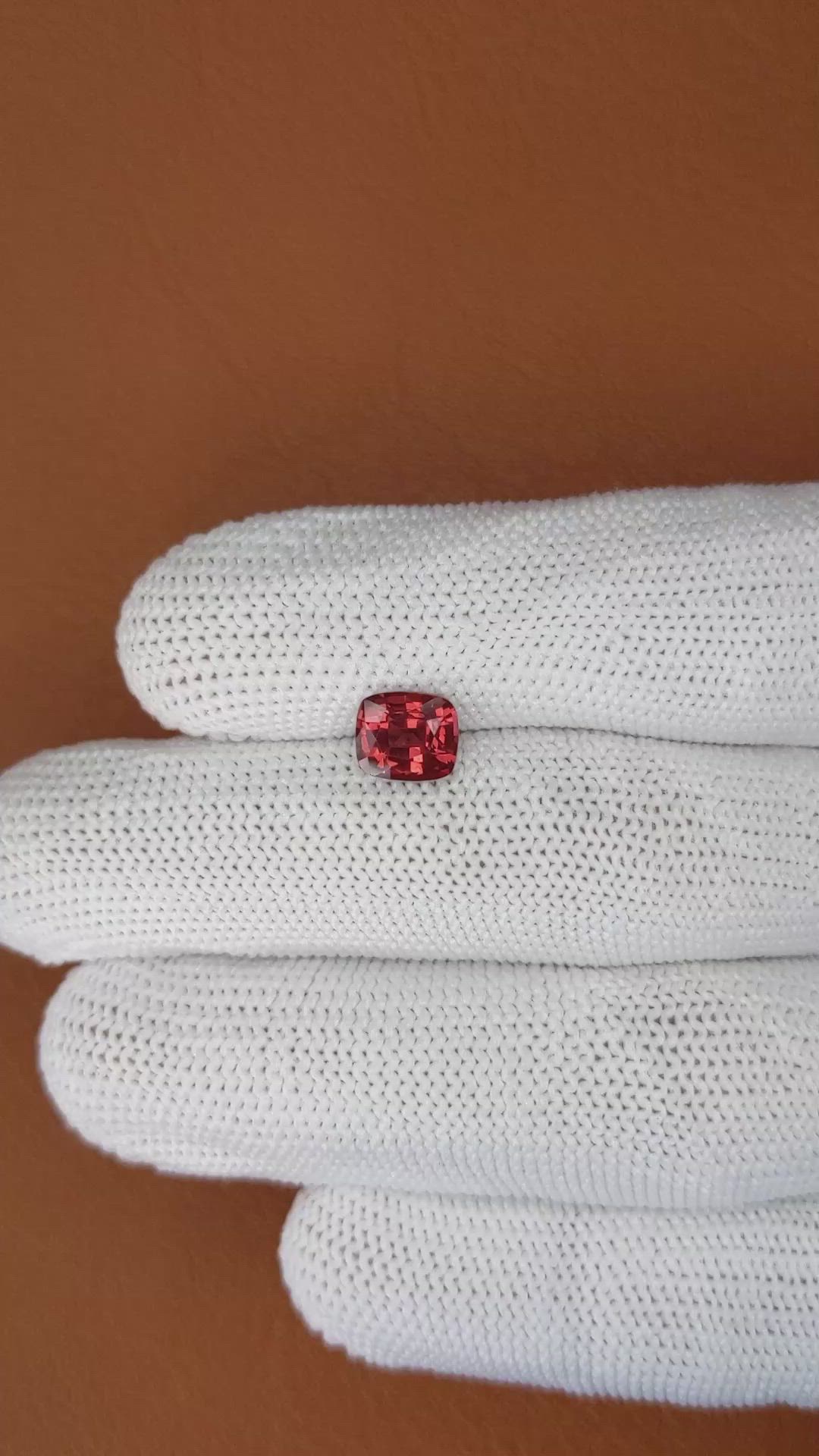 1.72 Ct. Orangish Red Almandine Garnet from Ceylon (Sri Lanka) Size Video