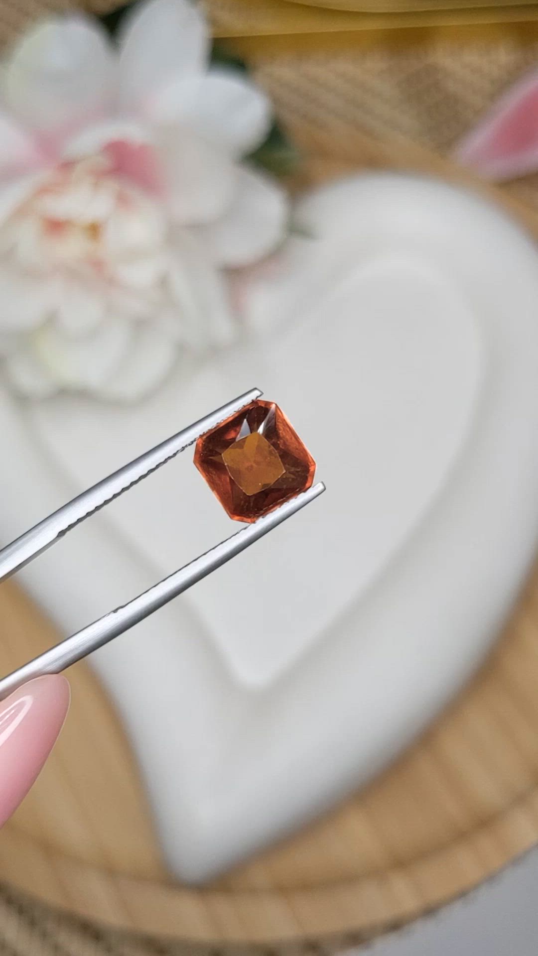 3.48 Ct. Reddish Orange Hessonite Garnet from Madagascar Size Video