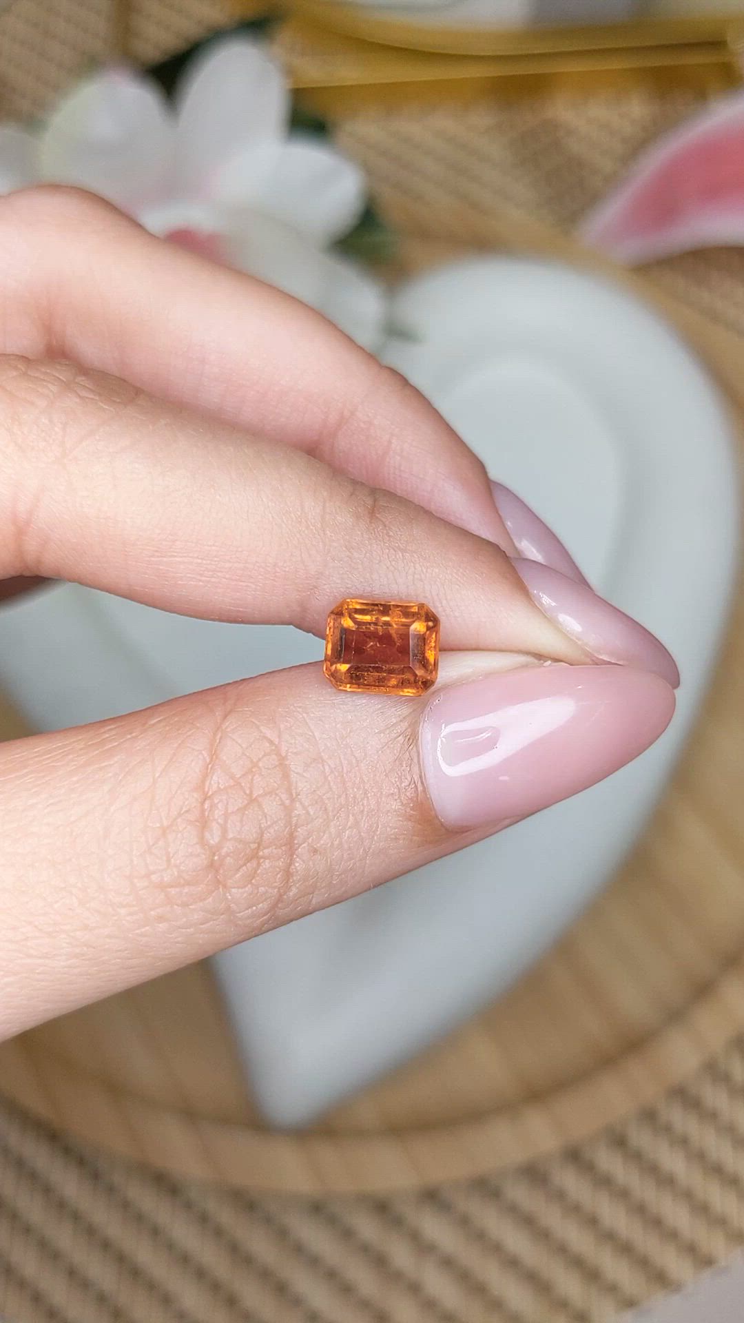 1.95 Ct. Orange Hessonite Garnet from Madagascar Size Video