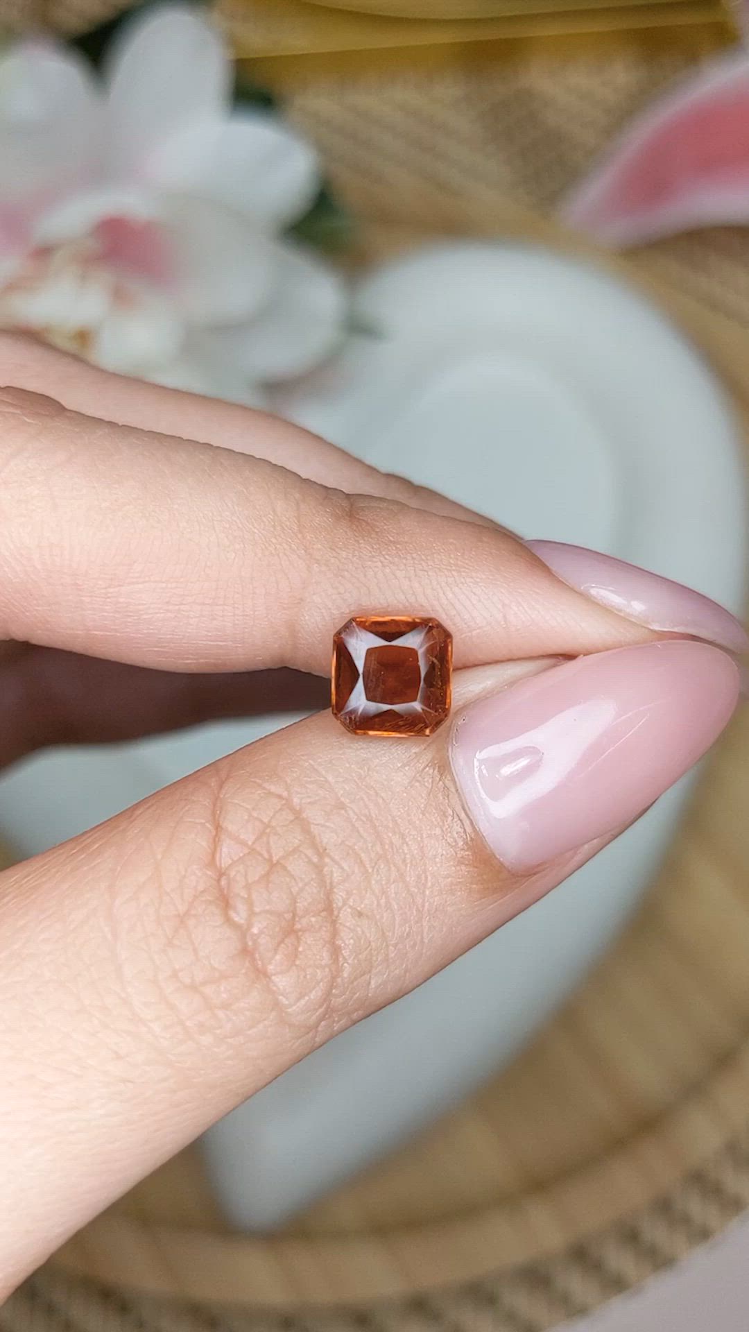 1.91 Ct. Orange Hessonite Garnet from Madagascar Size Video