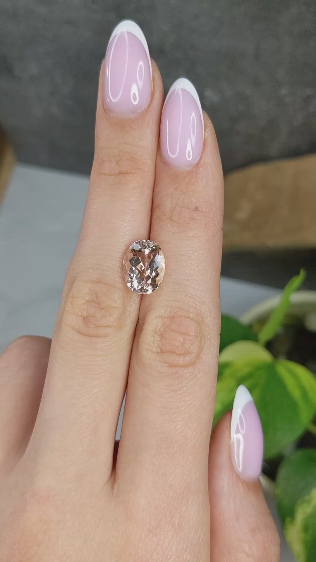 4.01 Ct. Peach Morganite from Madagascar Size Video