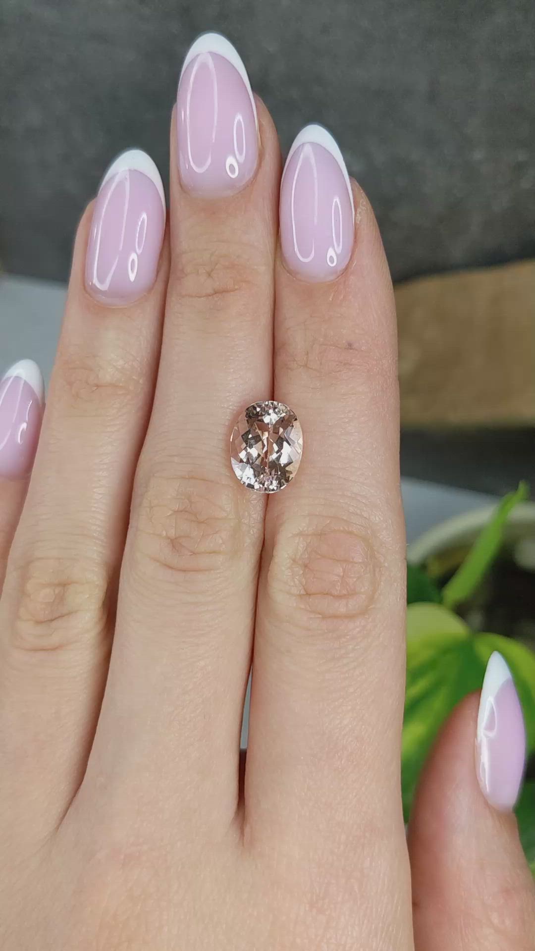 4.01 Ct. Peach Morganite from Madagascar Size Video