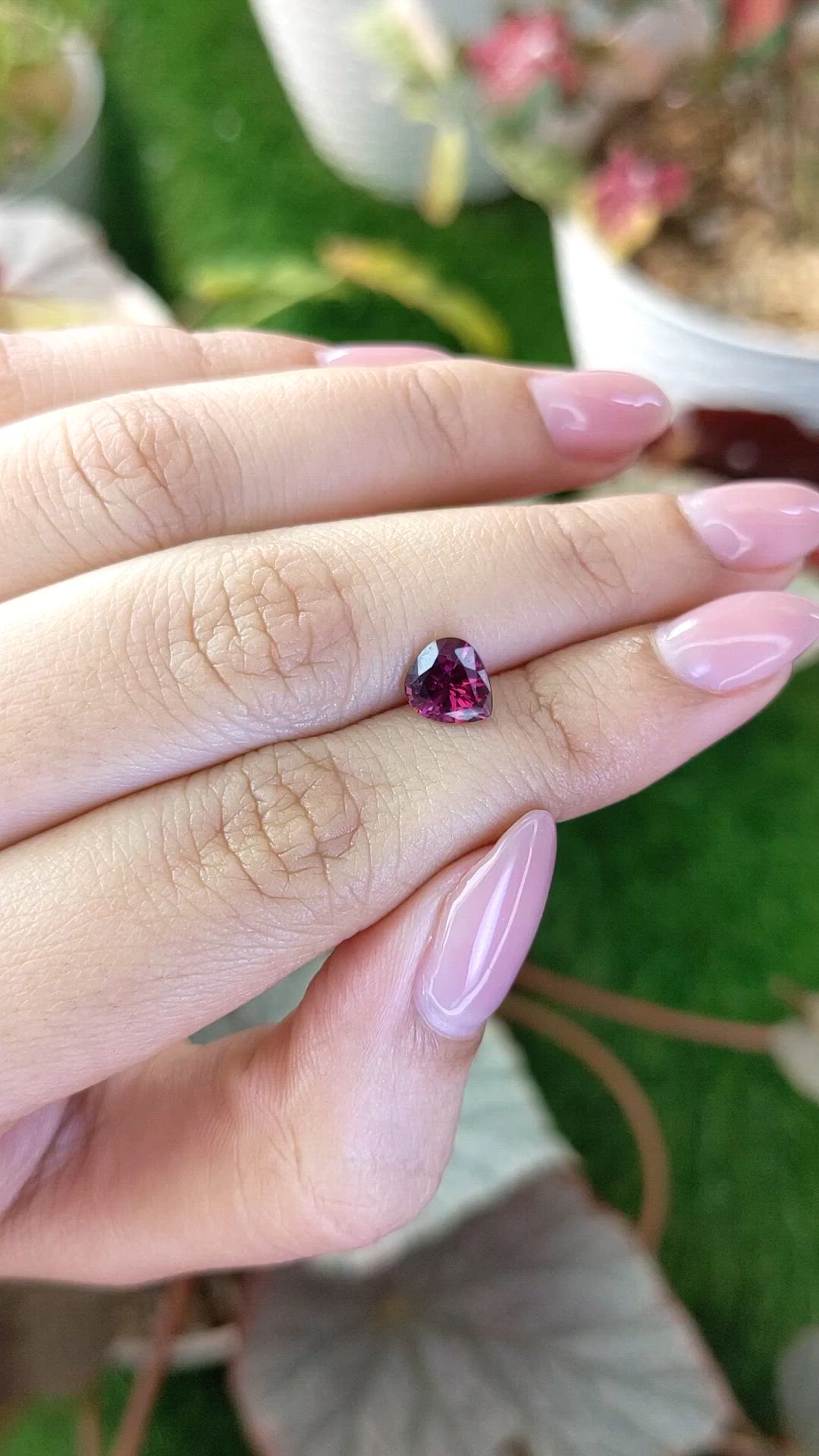 1.32 Ct. Reddish Purple Rhodolite Garnet from Ceylon (Sri Lanka) Size Video