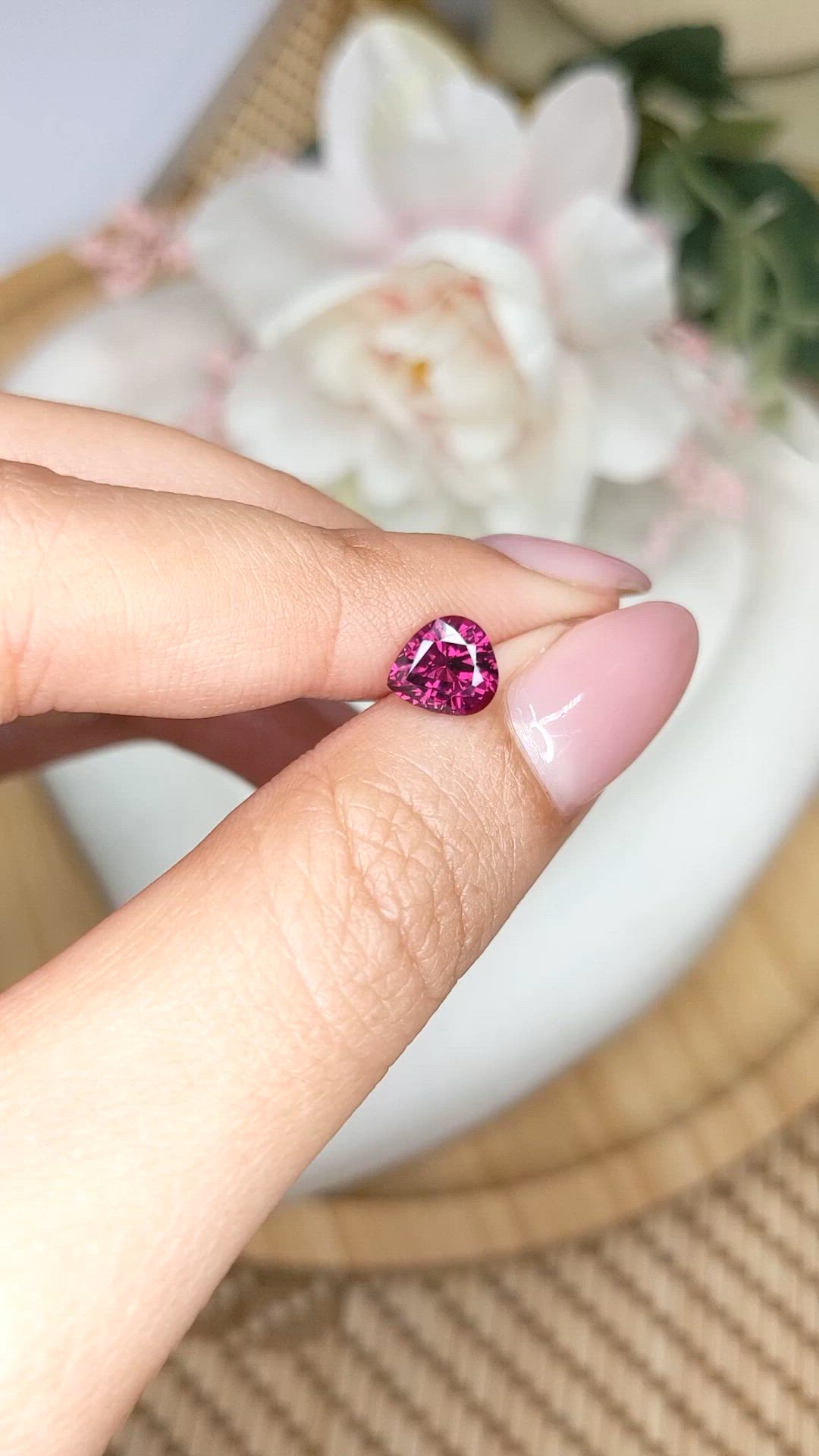 1.32 Ct. Reddish Purple Rhodolite Garnet from Ceylon (Sri Lanka) Size Video
